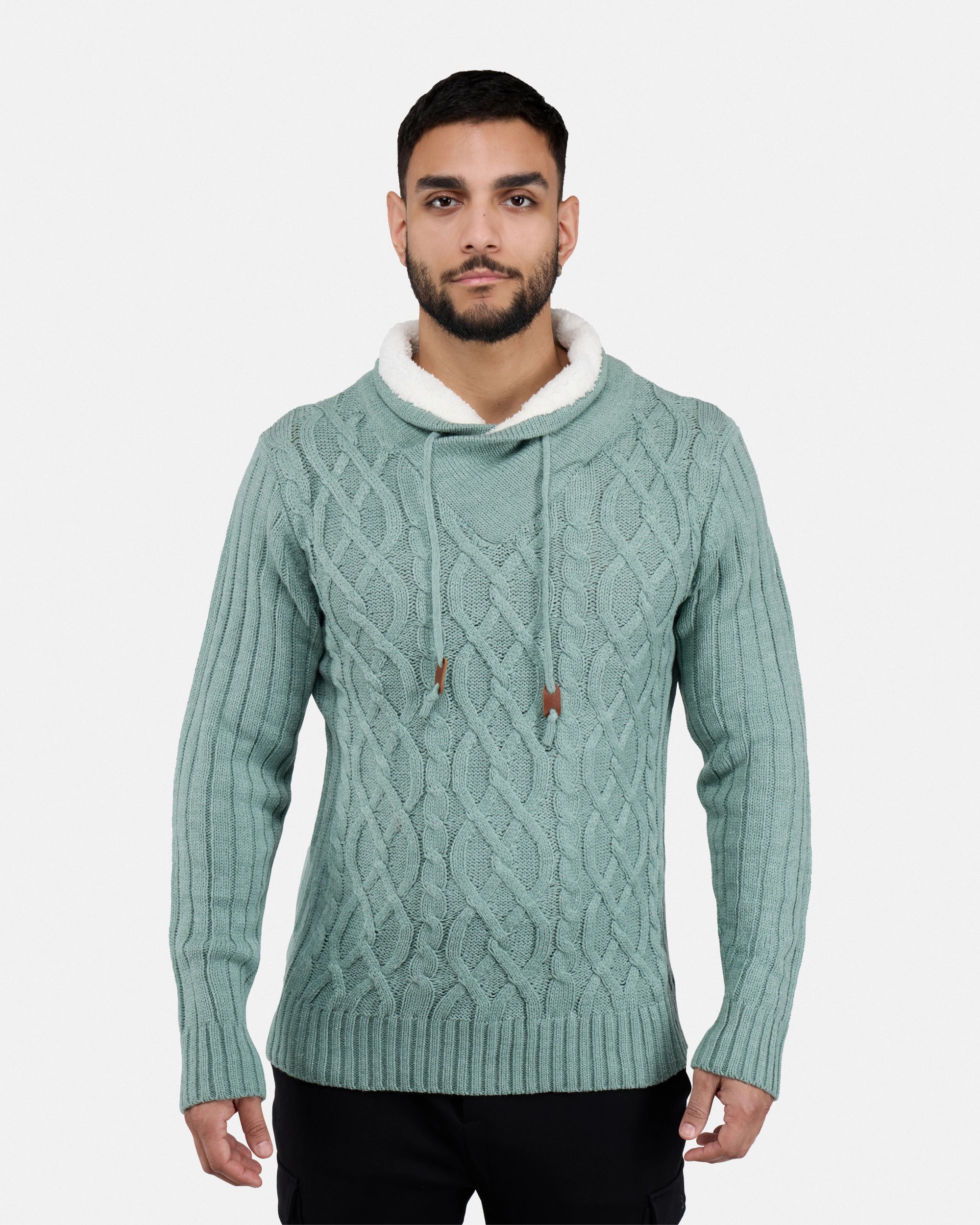 X RAY Men's Casual Cable Knitted Cowl Neck Pullover Sweater