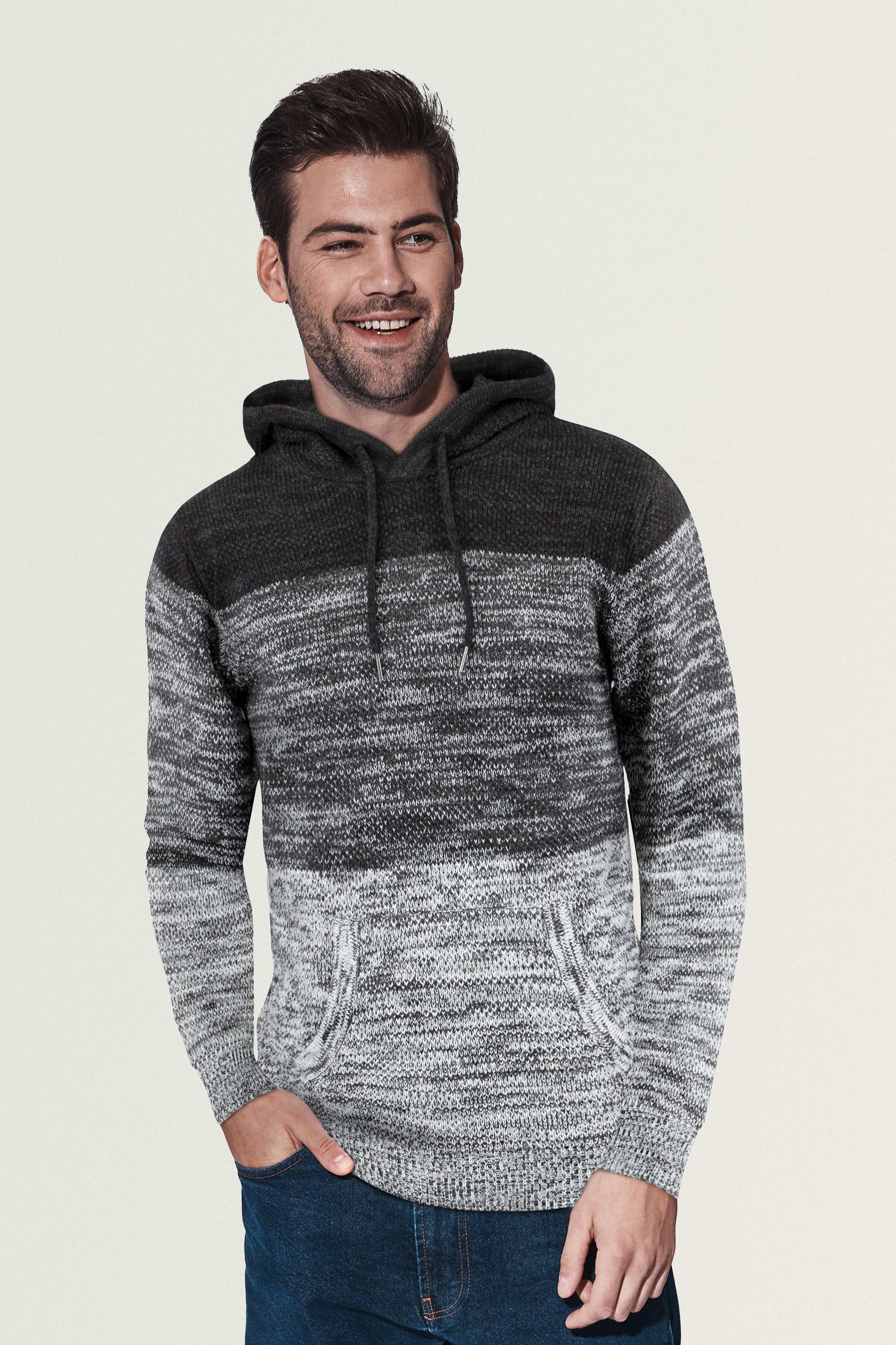 #XMW-39066 Colorblock Knitted Pullover Hooded Sweater