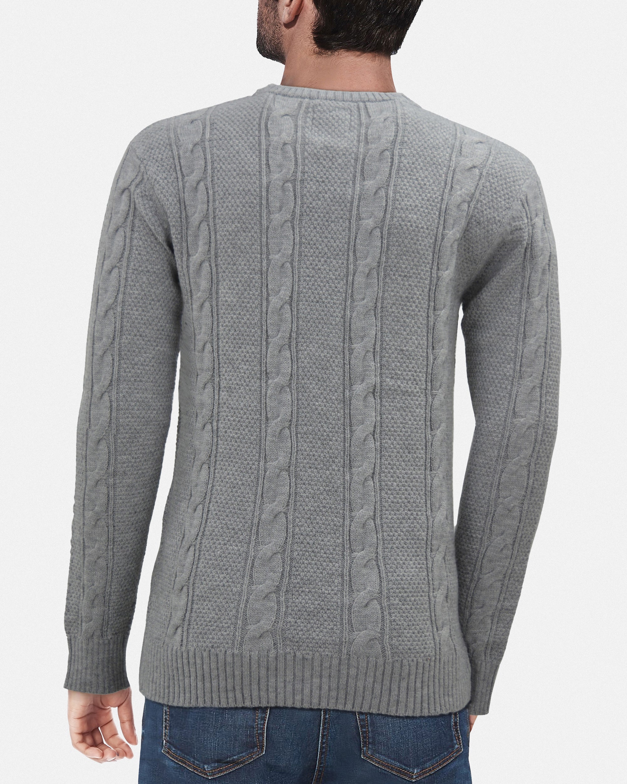 X RAY Men's Crewneck Cable Knitted Pullover Sweater-thumbmail-6