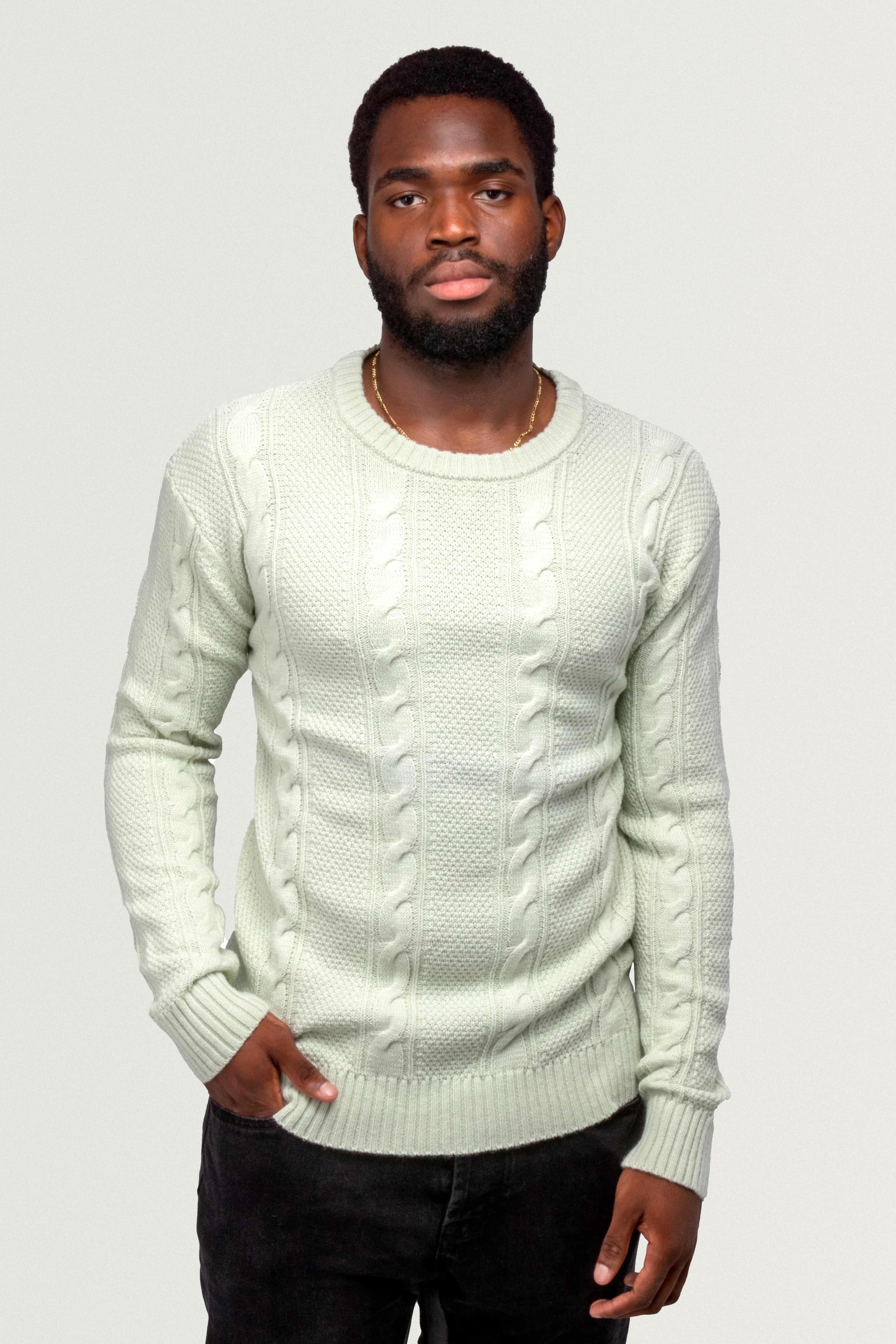 X RAY Men's Crewneck Cable Knitted Pullover Sweater