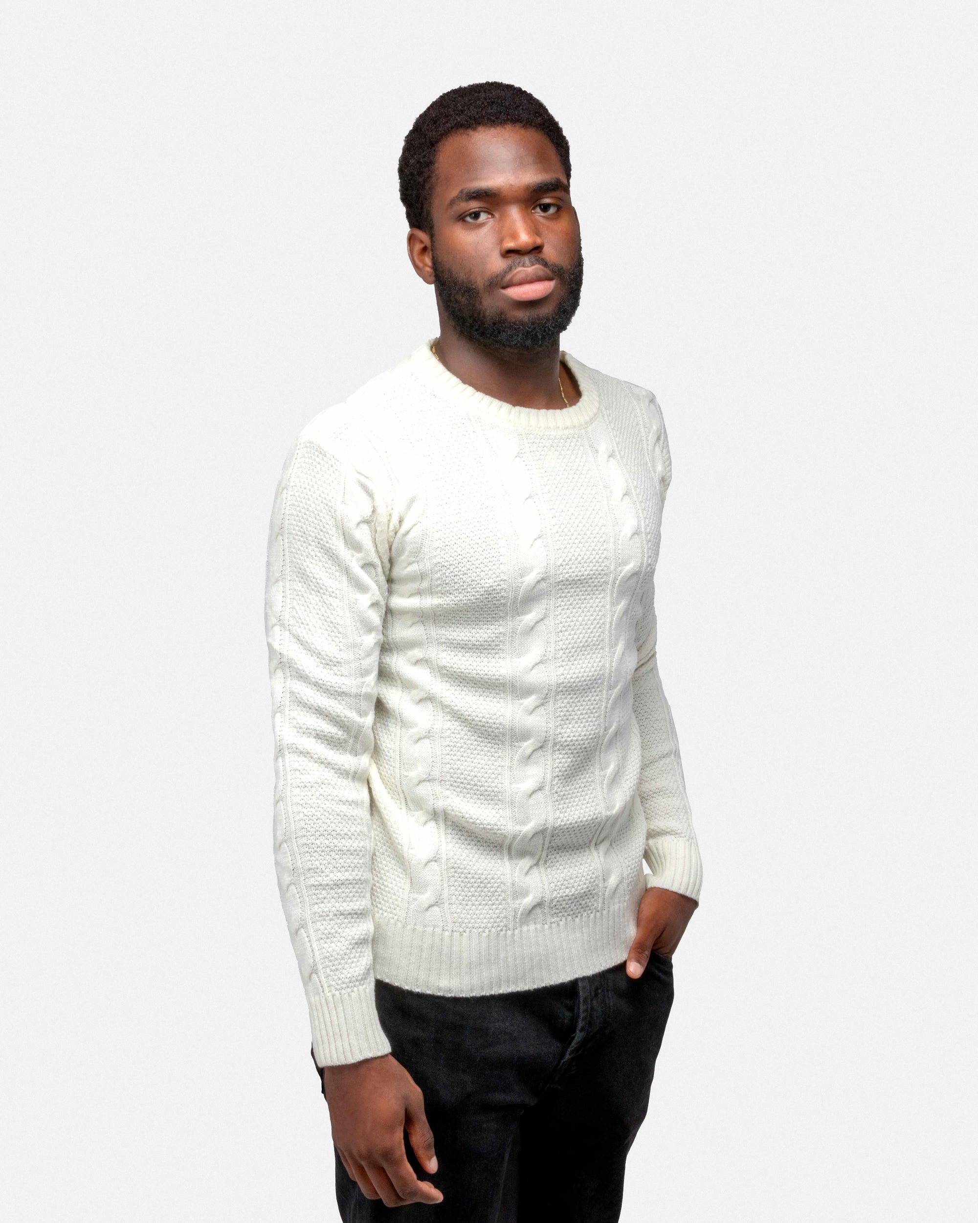 X RAY Men's Crewneck Cable Knitted Pullover Sweater-thumbmail-10