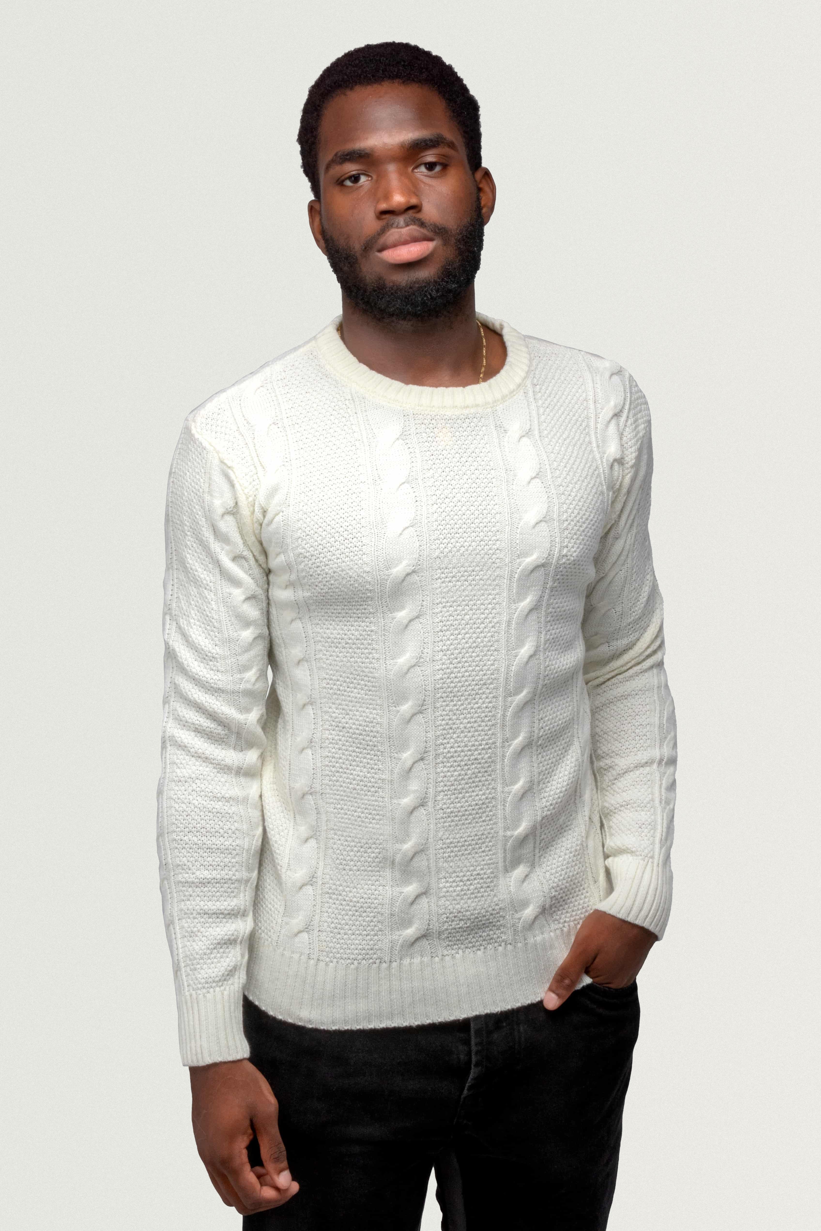 X RAY Men's Crewneck Cable Knitted Pullover Sweater