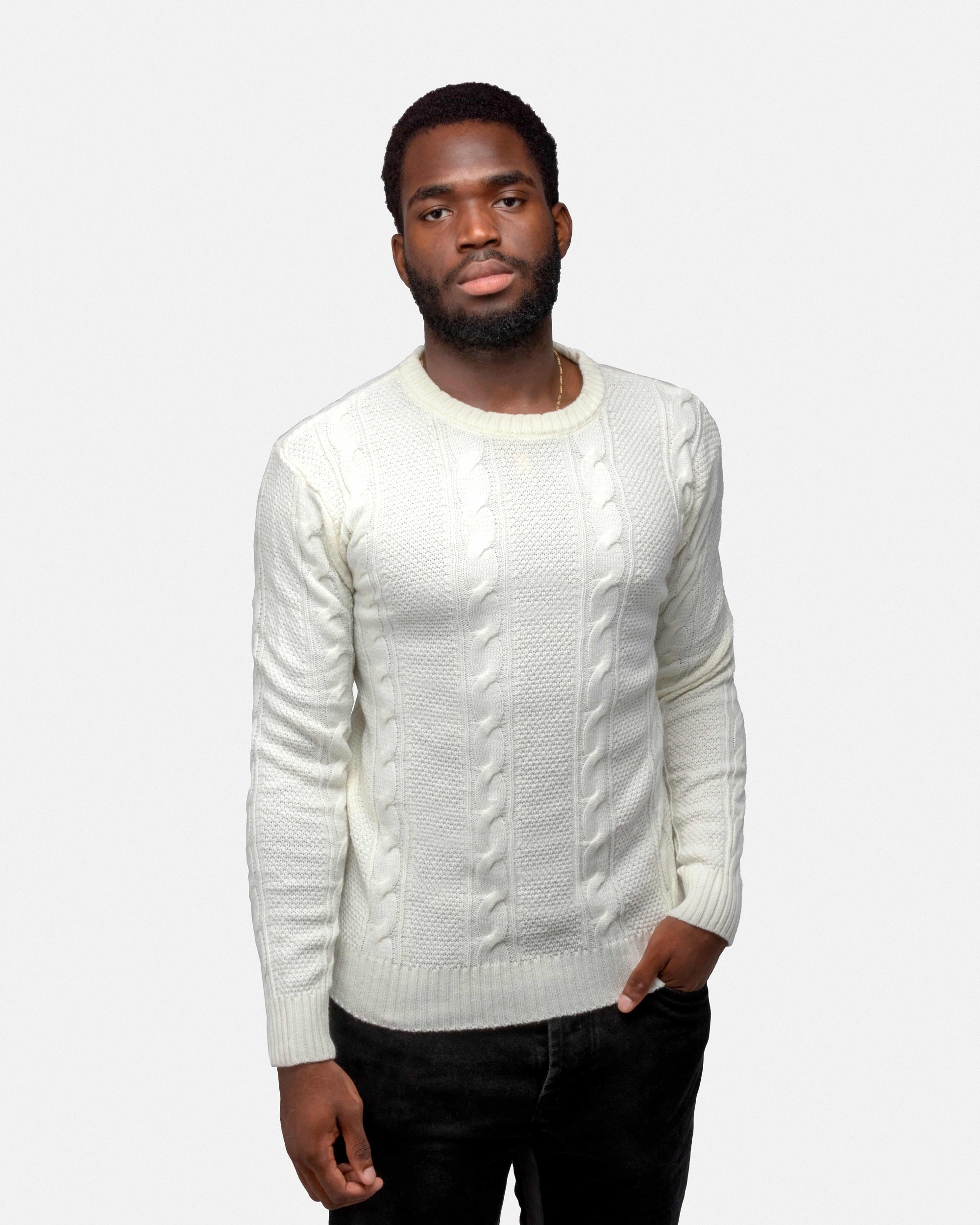 X RAY Men's Crewneck Cable Knitted Pullover Sweater-thumbmail-8
