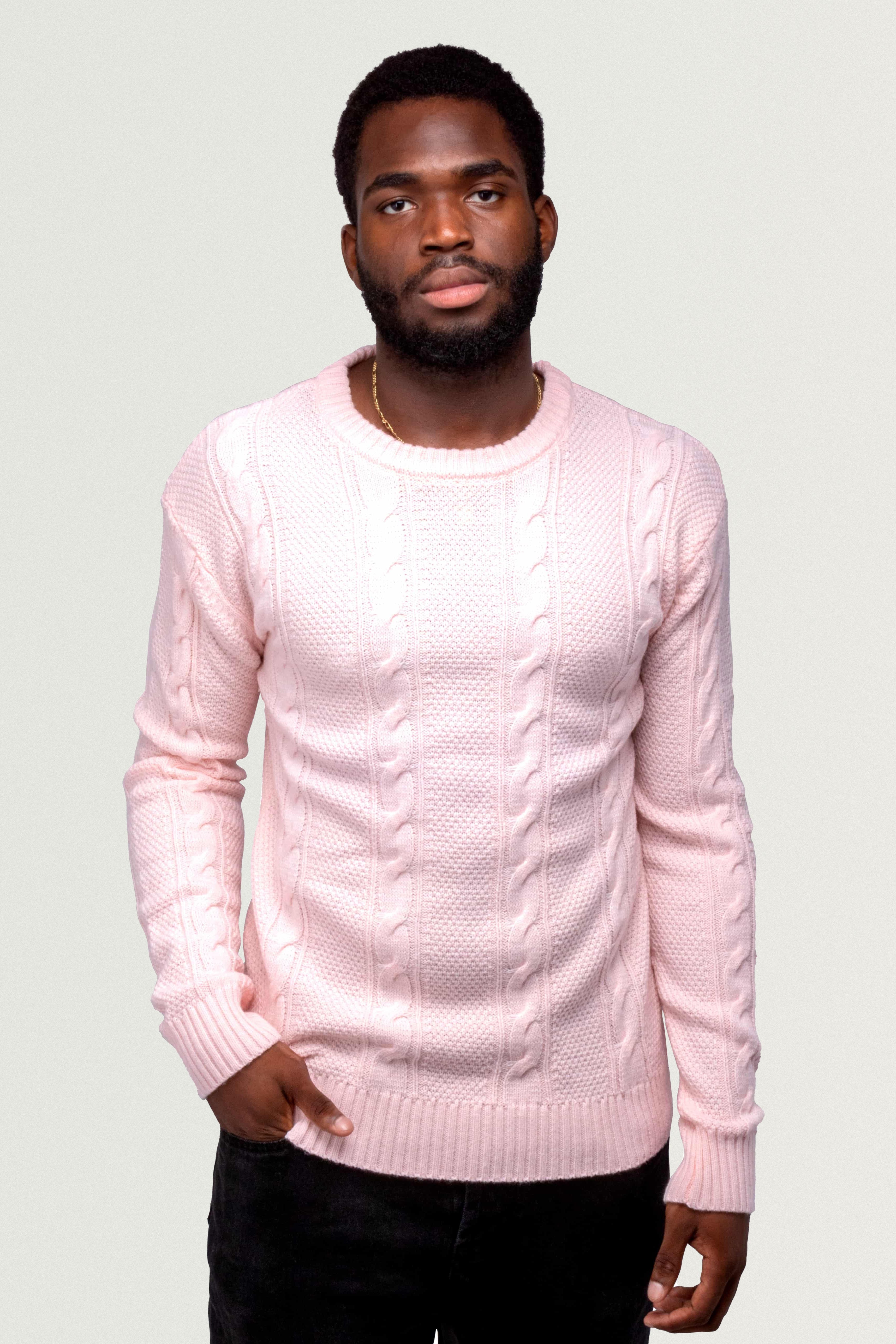 X RAY Men's Crewneck Cable Knitted Pullover Sweater