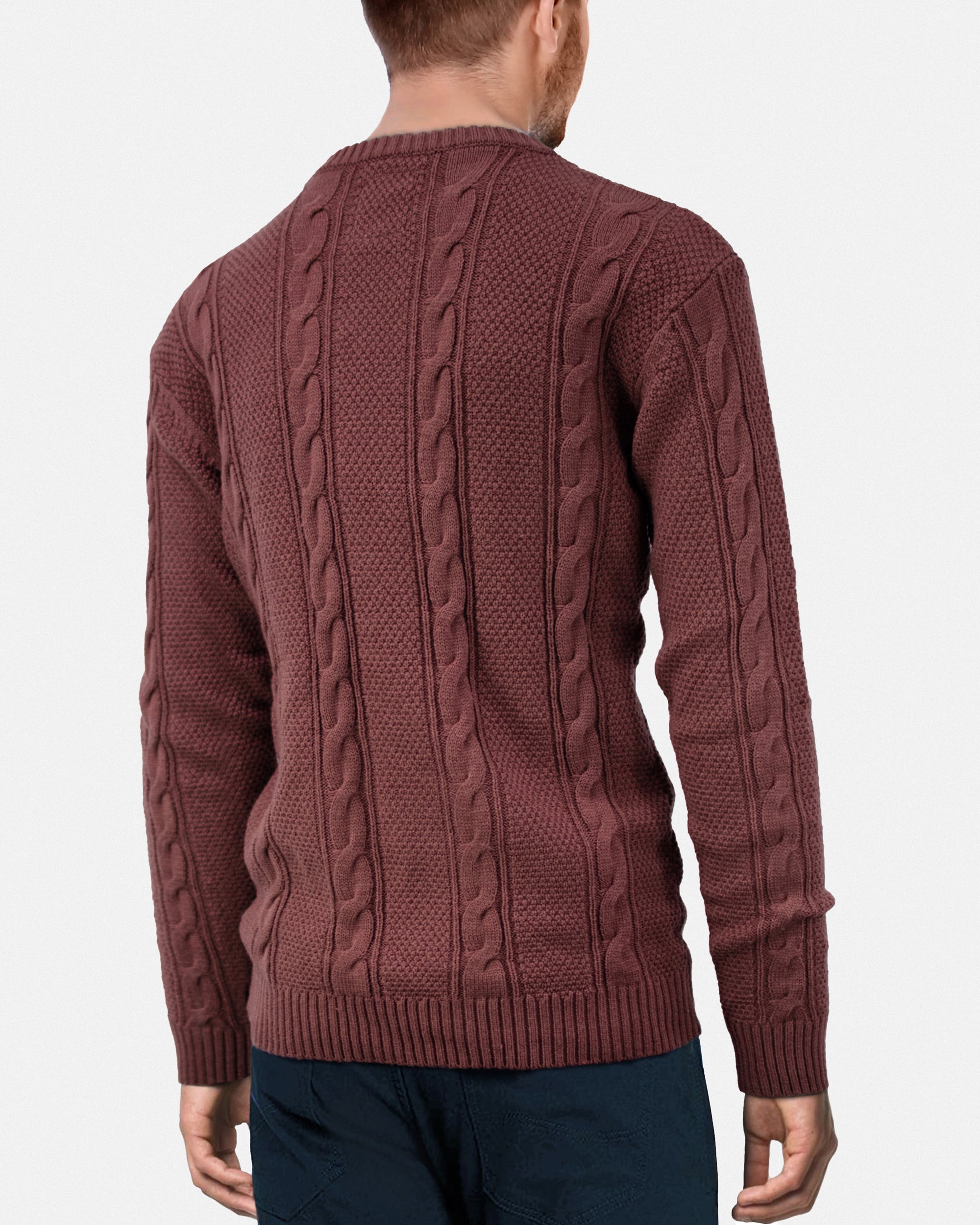 X RAY Men's Crewneck Cable Knitted Pullover Sweater-thumbmail-13