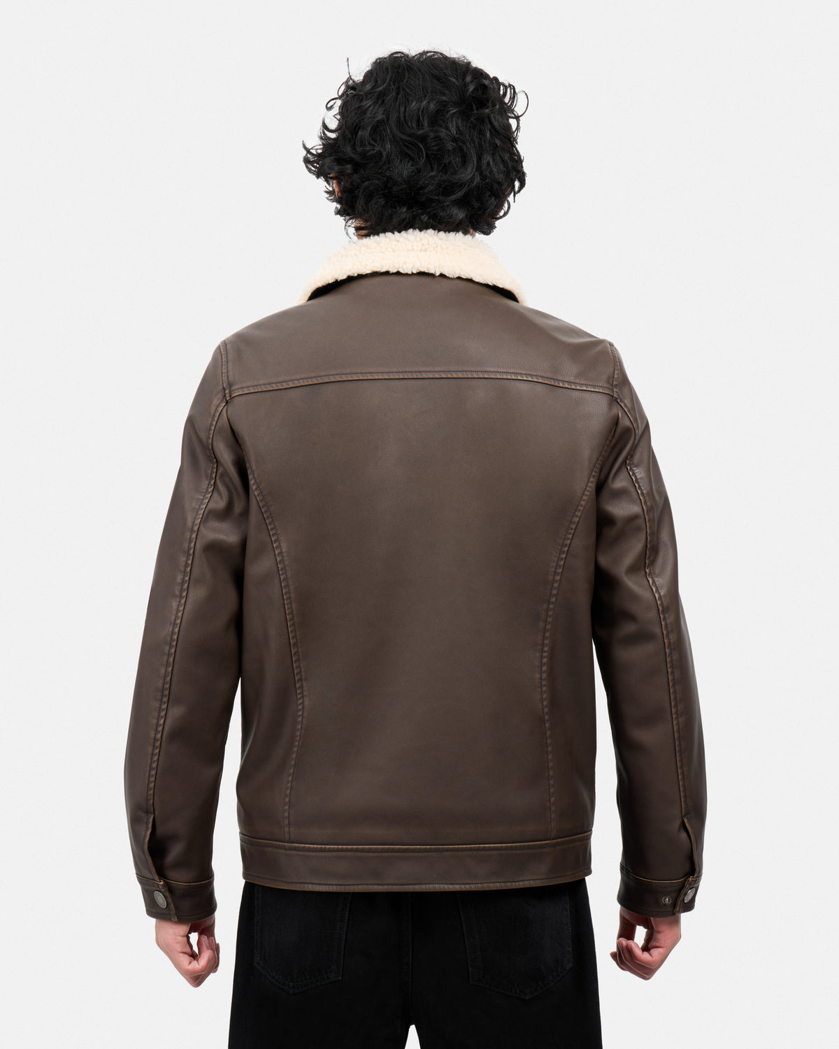 #XRJK5100454 Brushed Faux Leather Aviator Jacket-thumbmail-10