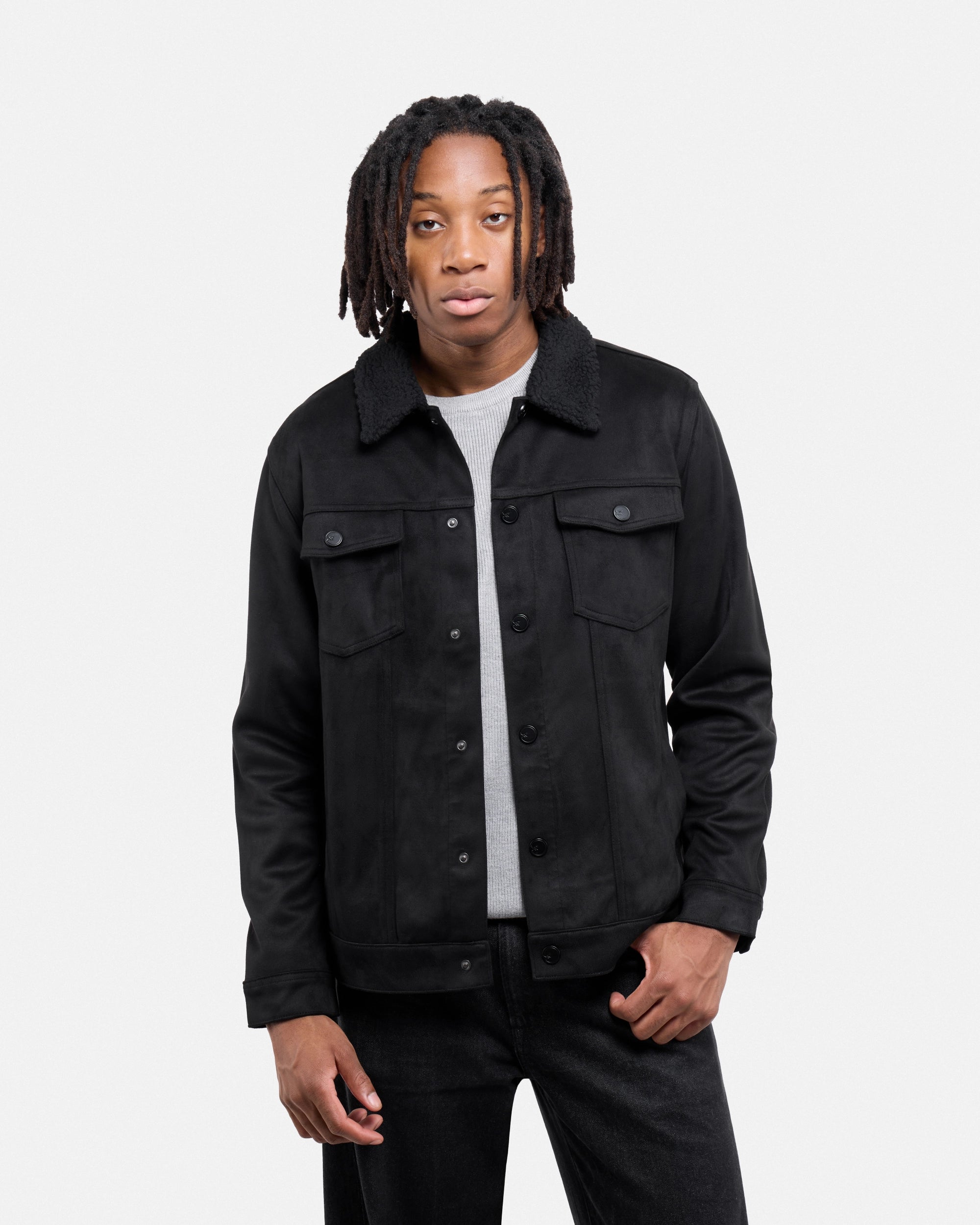 #XRJK5100483 Faux Suede Bomber Jacket