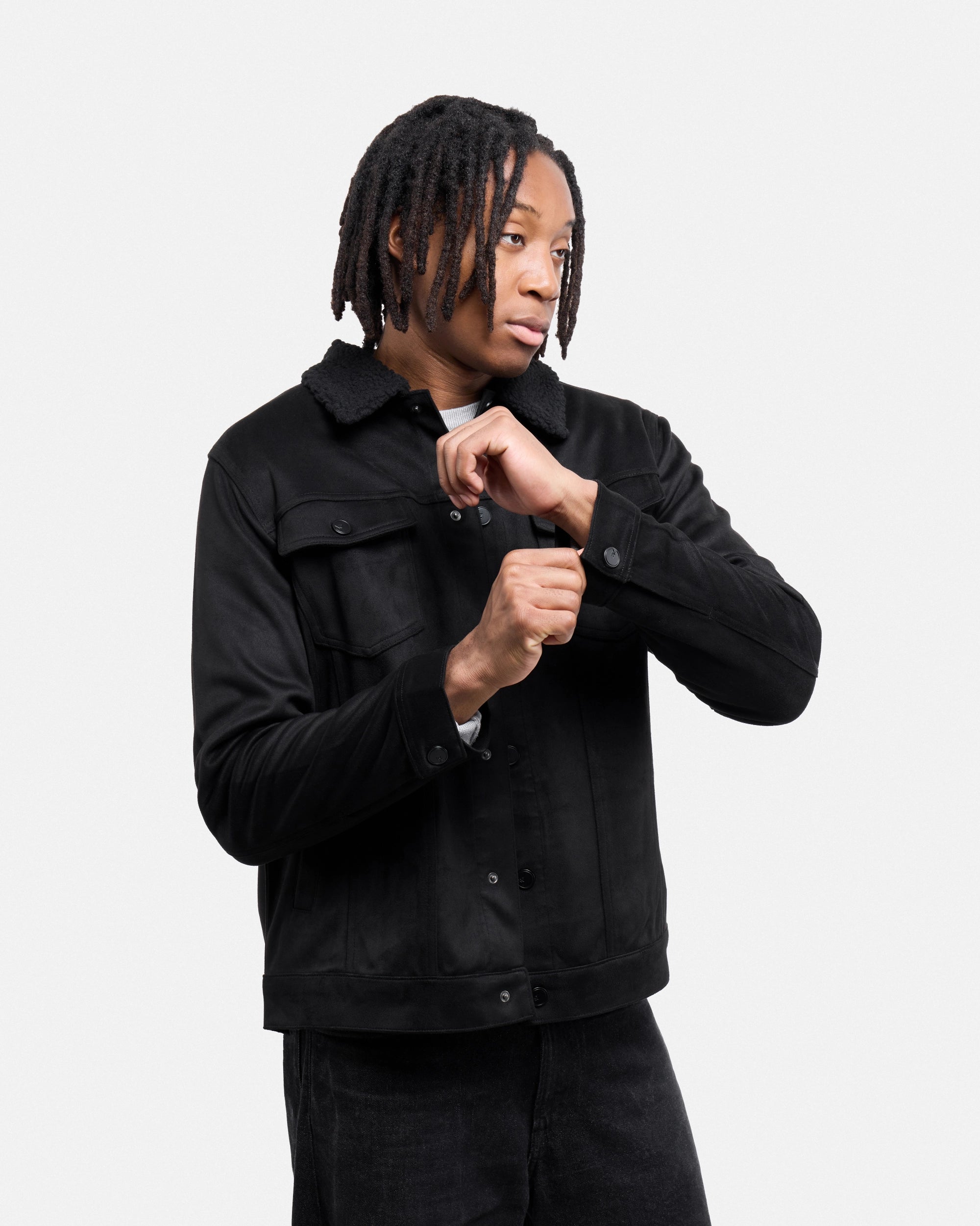 #XRJK5100483 Faux Suede Bomber Jacket-thumbmail-3