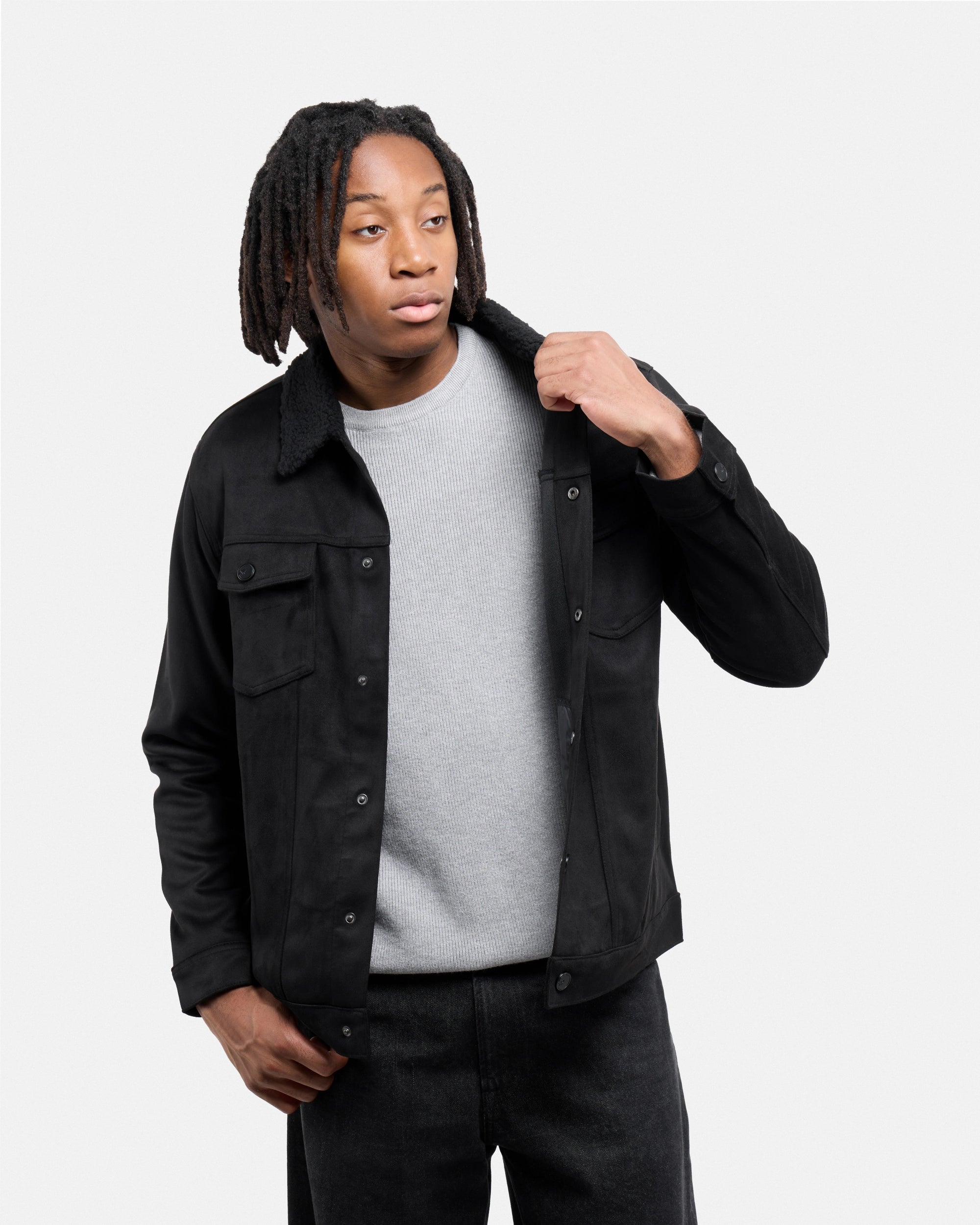 #XRJK5100483 Faux Suede Bomber Jacket-thumbmail-4