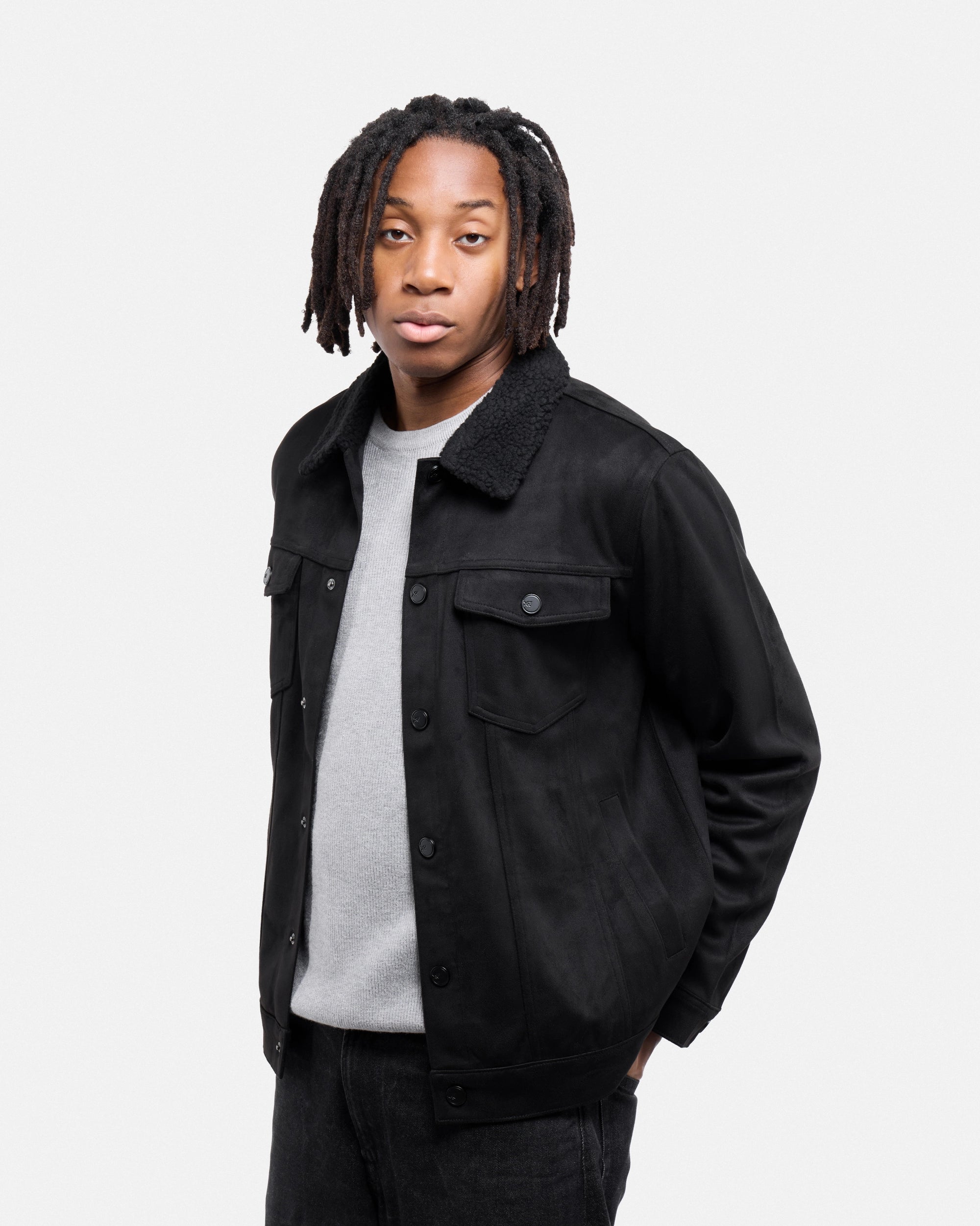 #XRJK5100483 Faux Suede Bomber Jacket-thumbmail-5