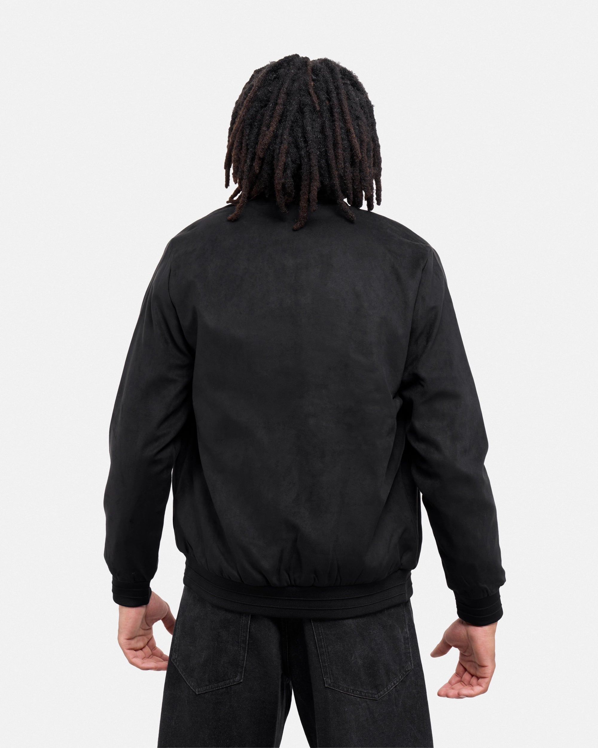 #XRJK5100554 Faux Suede Bomber Jacket With Lining-thumbmail-2