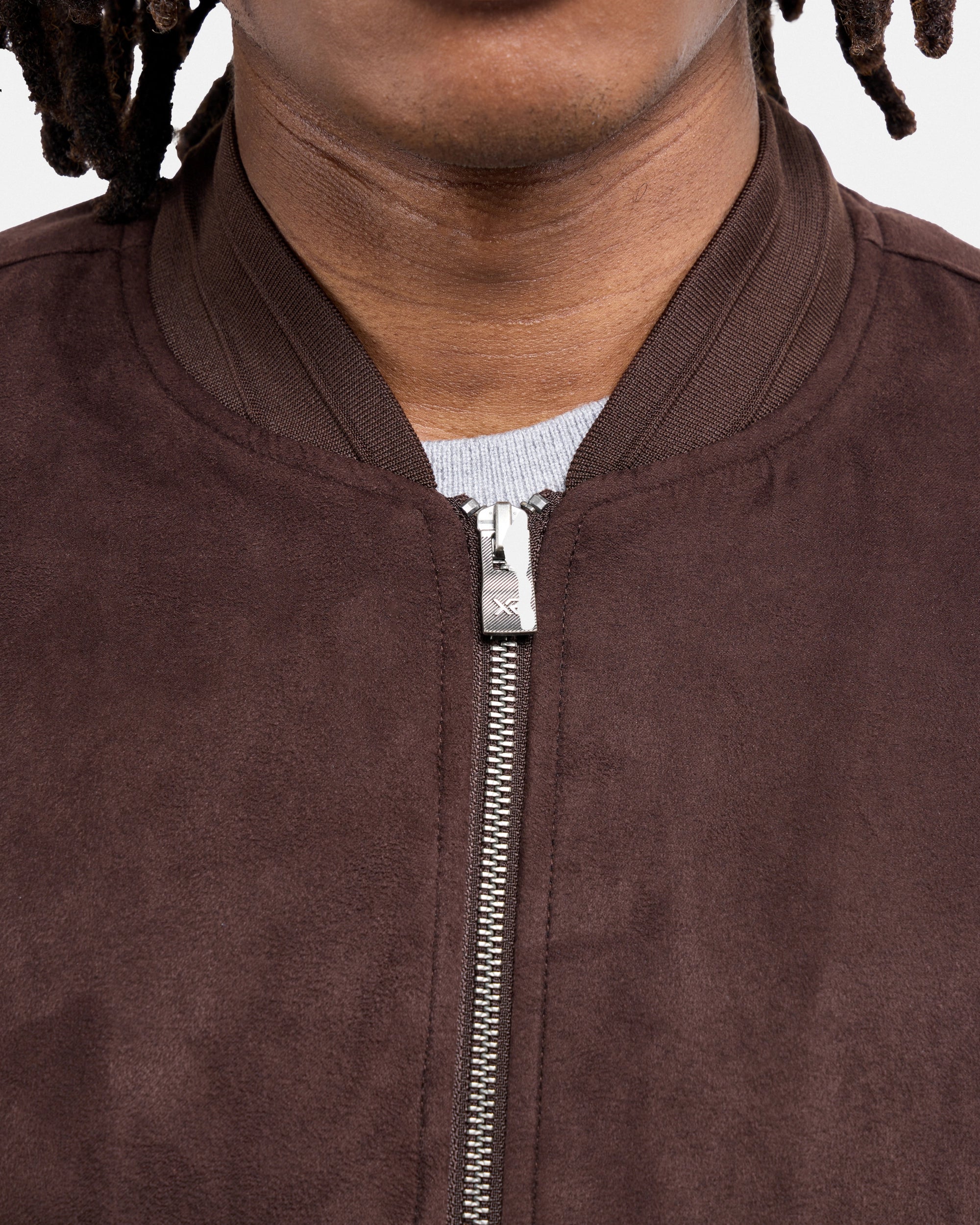 #XRJK5100554 Faux Suede Bomber Jacket With Lining-thumbmail-16