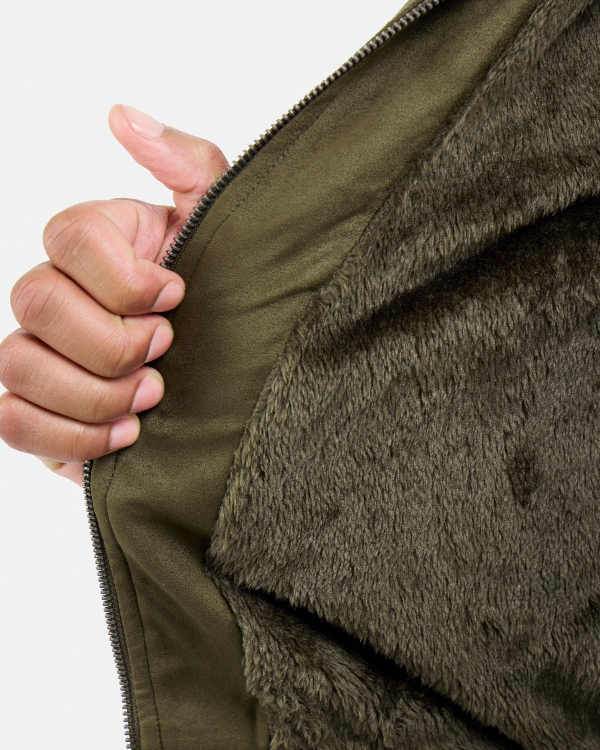 #XRJK5100554 Faux Suede Bomber Jacket With Lining-thumbmail-27