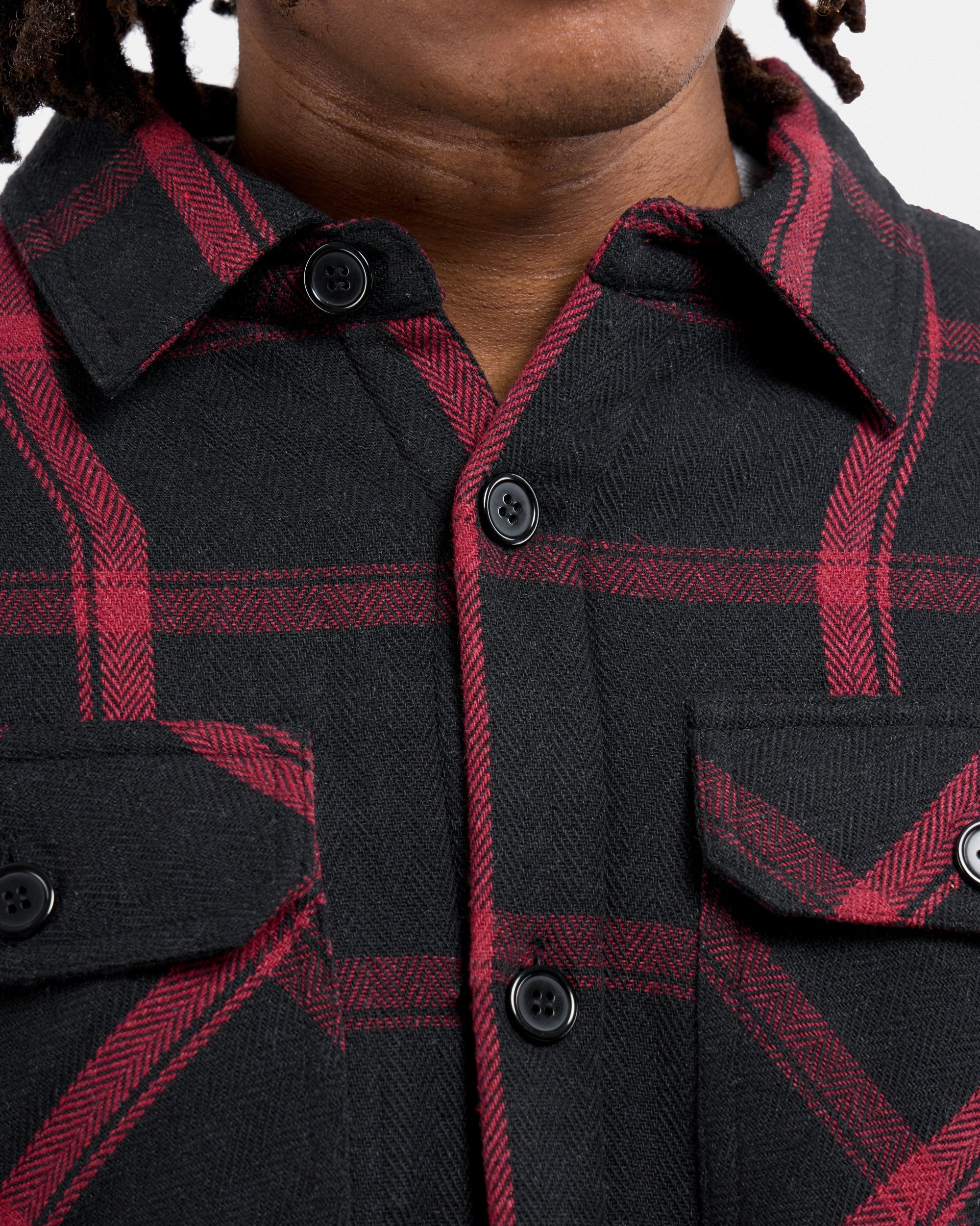 #XRJK5100572 Sherpa Lined Plaid Shirt Jacket-thumbmail-7
