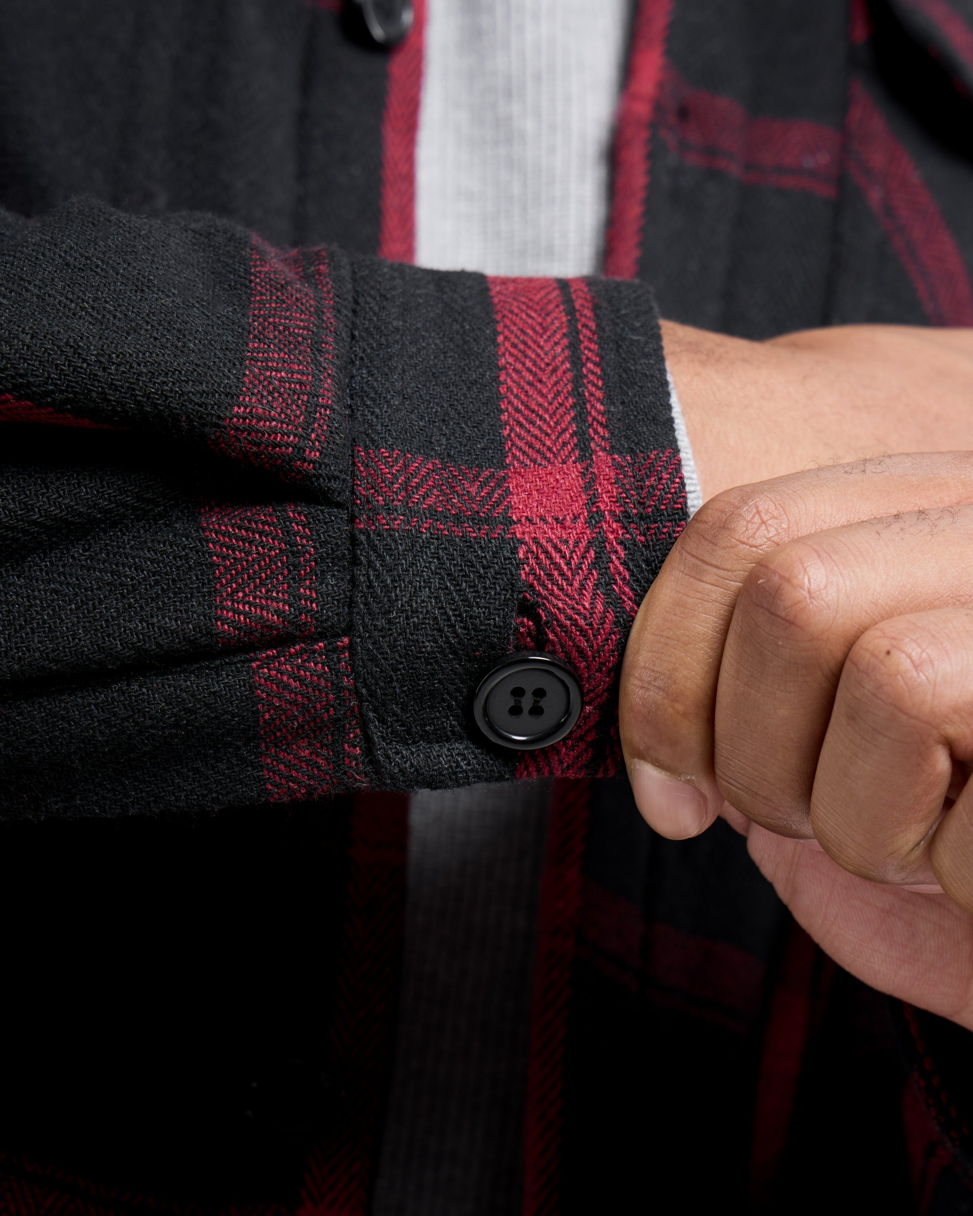 #XRJK5100572 Sherpa Lined Plaid Shirt Jacket-thumbmail-8