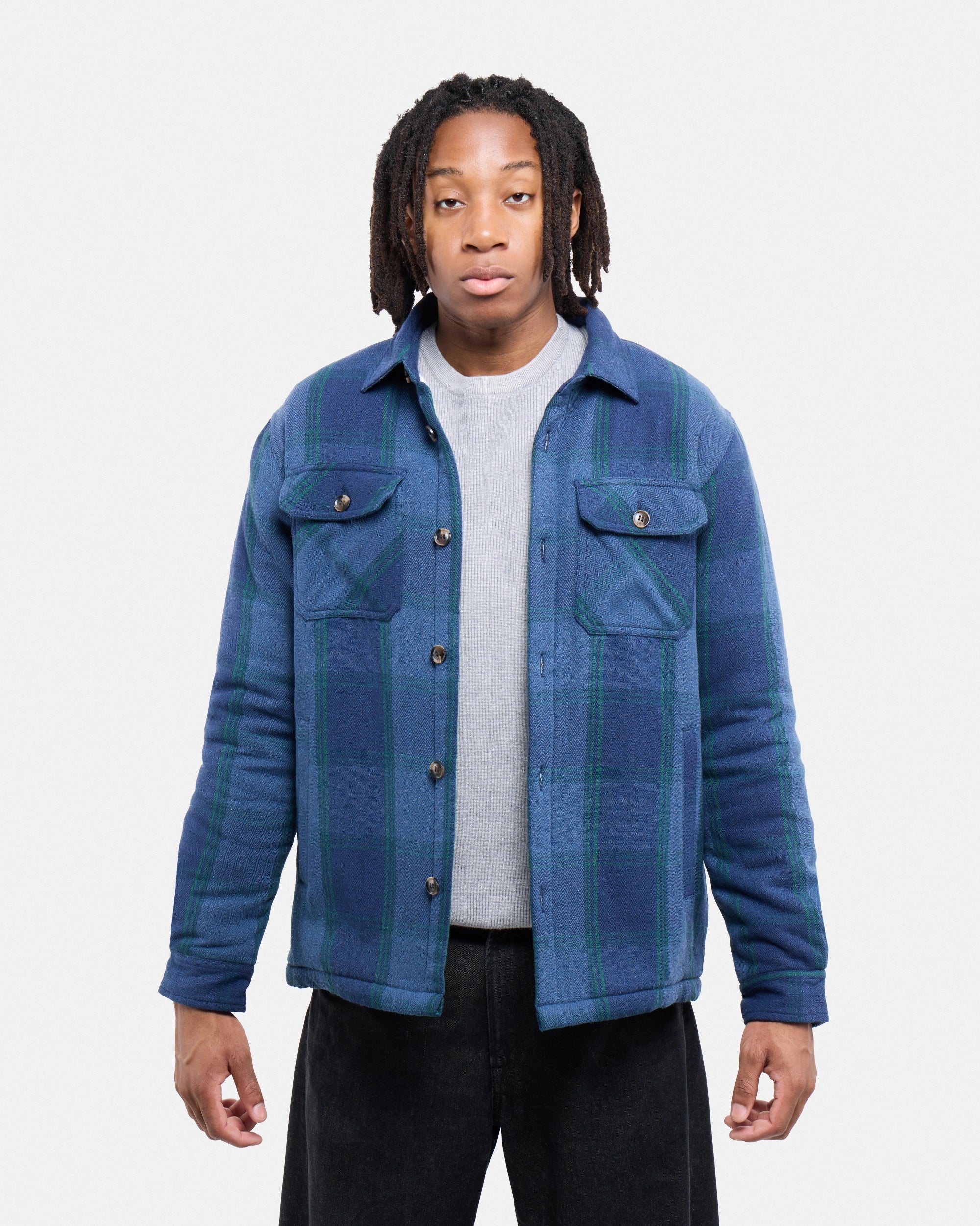 #XRJK5100572 Sherpa Lined Plaid Shirt Jacket-thumbmail-10