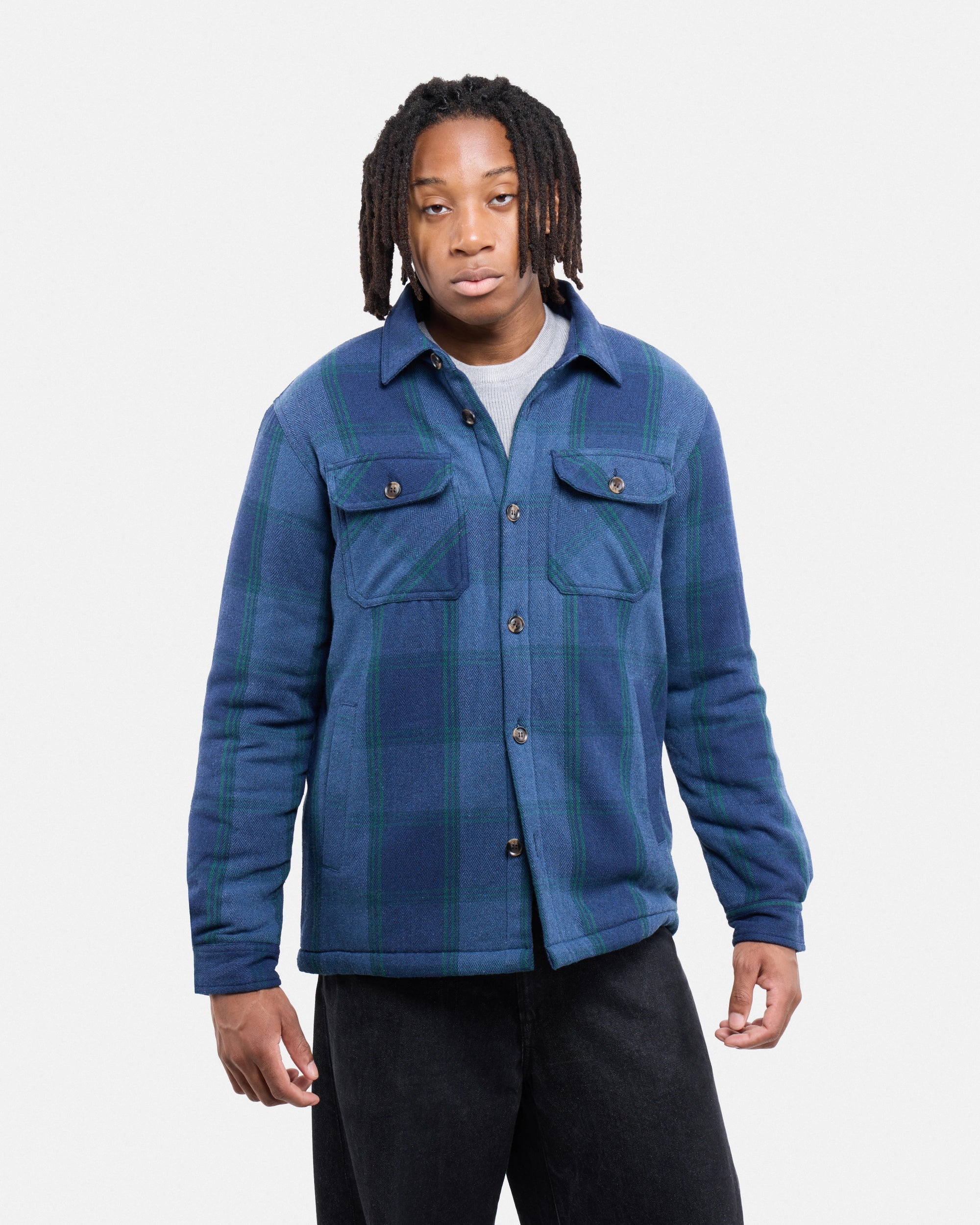 #XRJK5100572 Sherpa Lined Plaid Shirt Jacket-thumbmail-15