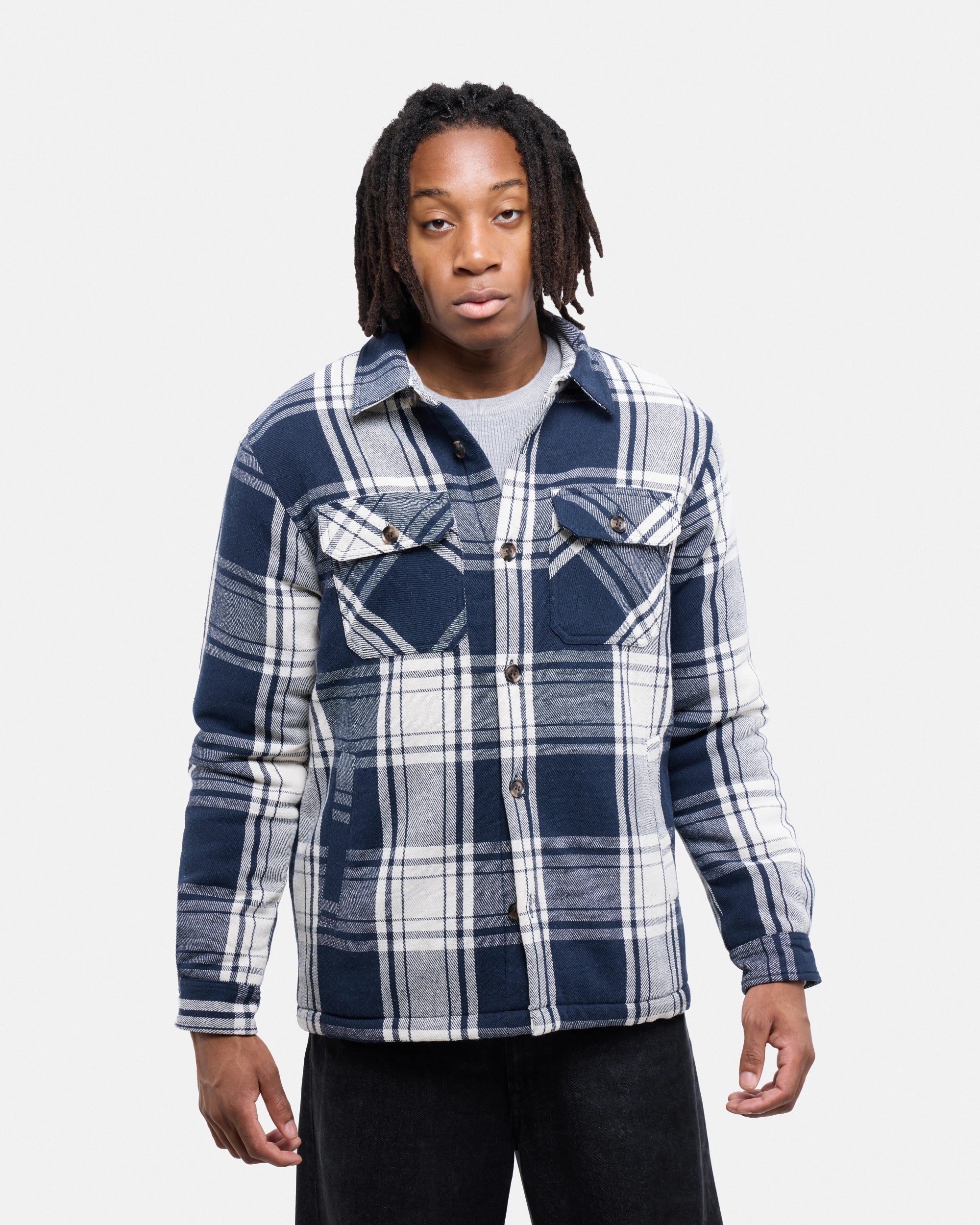 #XRJK5100572 Sherpa Lined Plaid Shirt Jacket-thumbmail-34