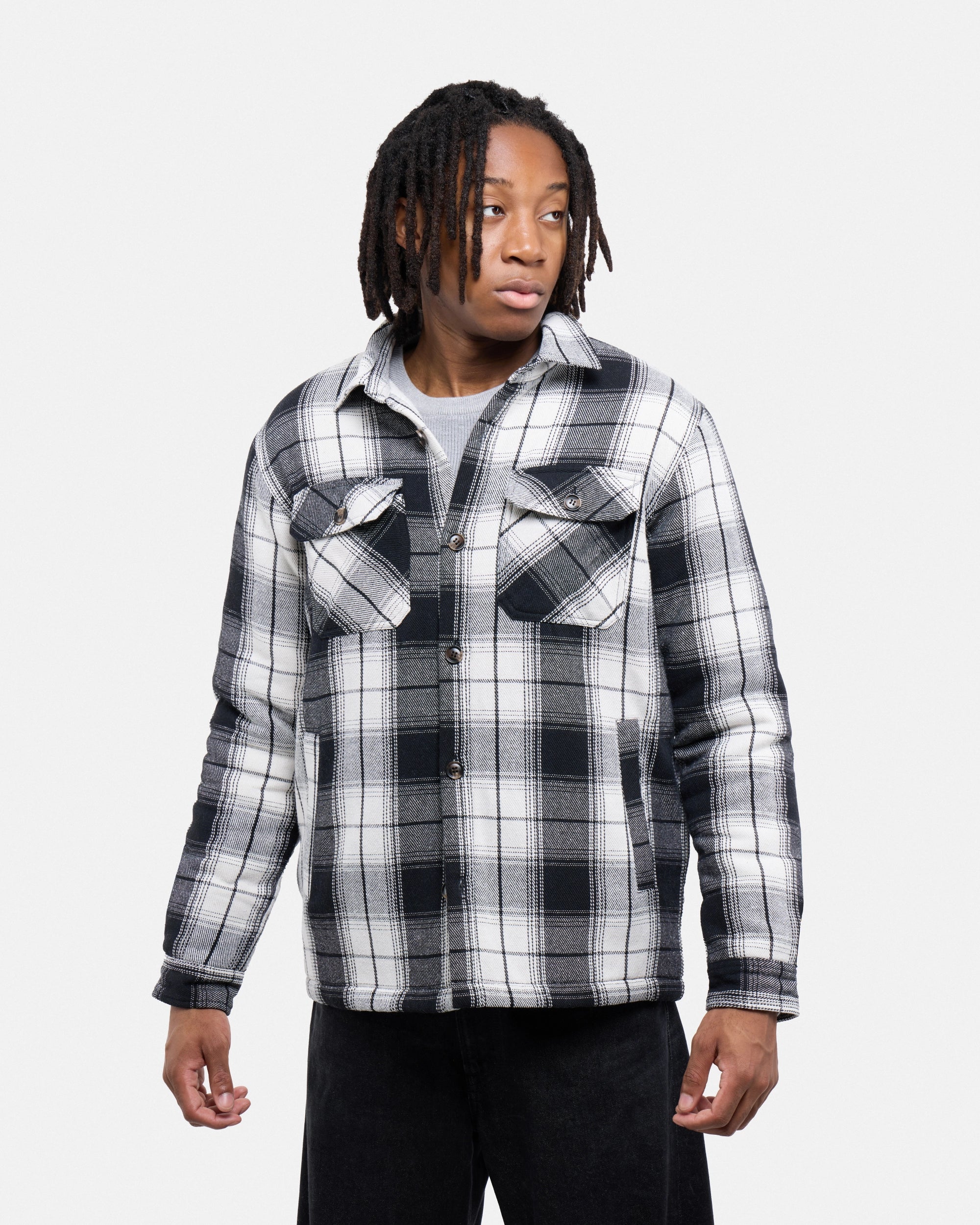 #XRJK5100572 Sherpa Lined Plaid Shirt Jacket-thumbmail-37