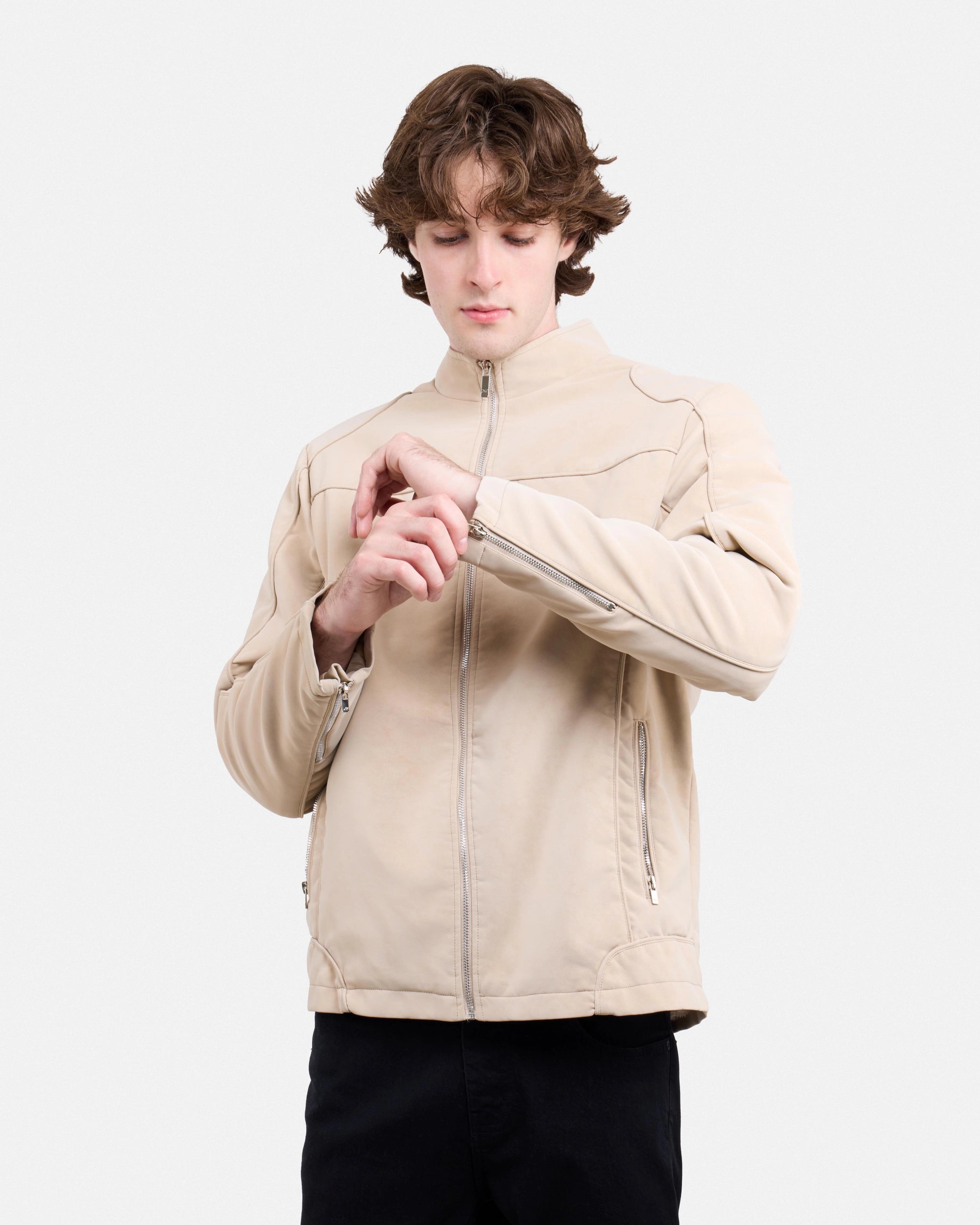 Men's Full-Zip Moto PU Jacket-thumbmail-3