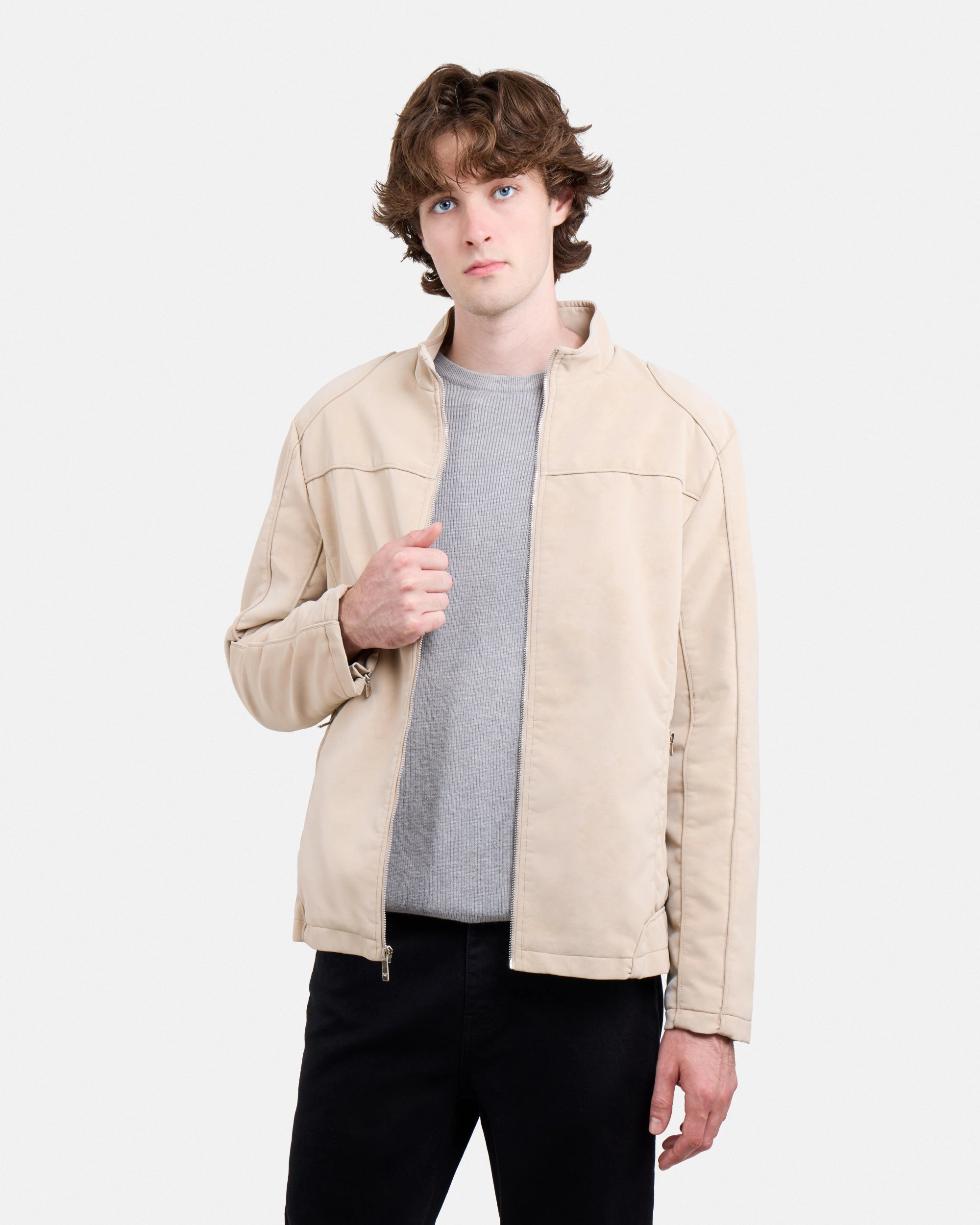 Men's Full-Zip Moto PU Jacket-thumbmail-4