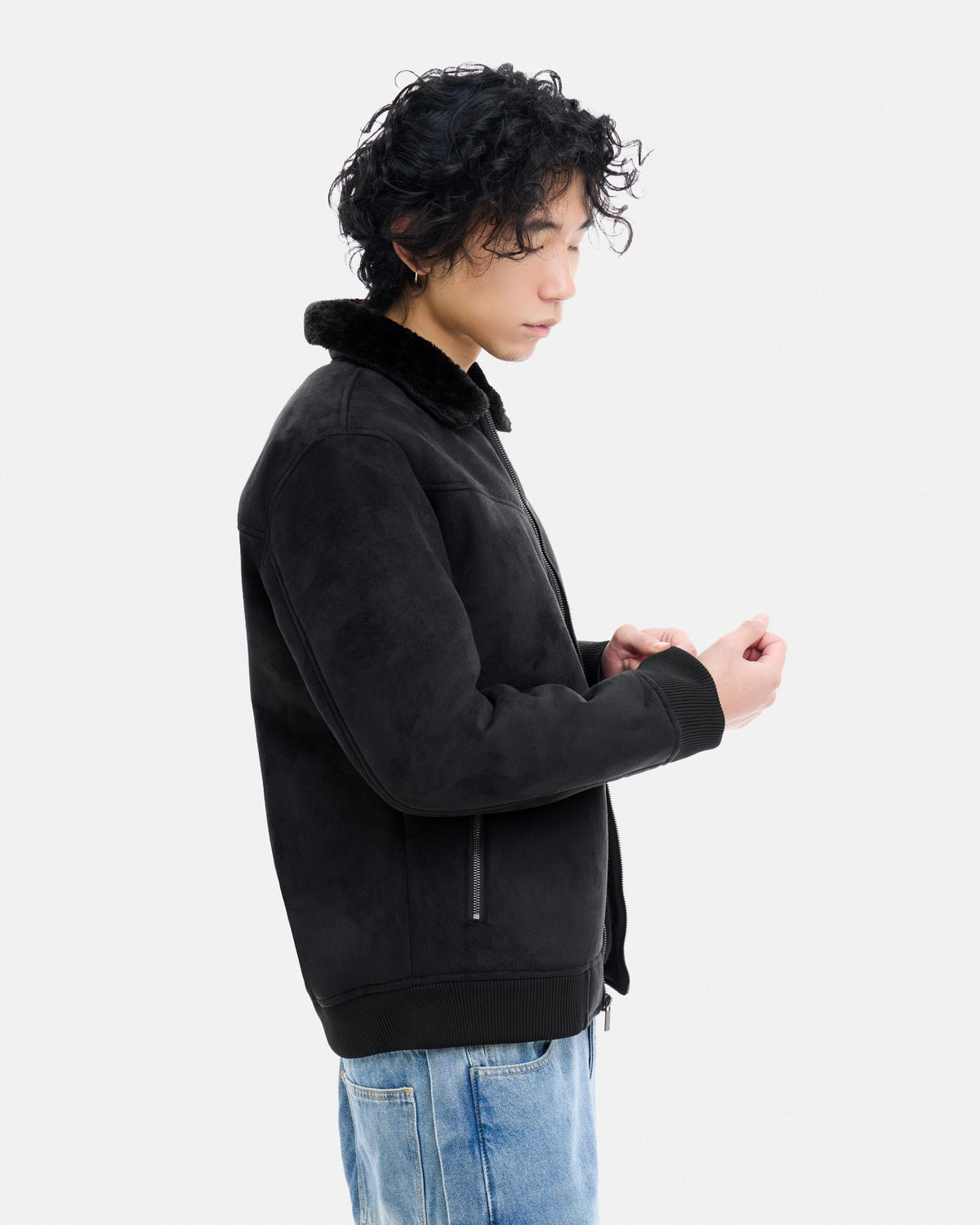 #XRJKM5101437 Suede Bomber Jacket-thumbmail-3