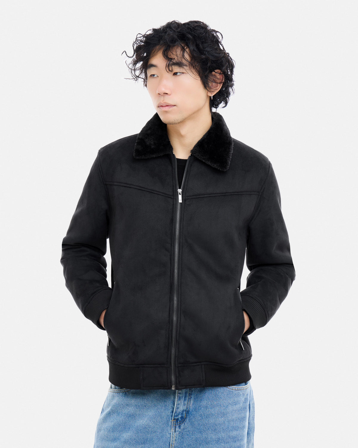 #XRJKM5101437 Suede Bomber Jacket-thumbmail-4