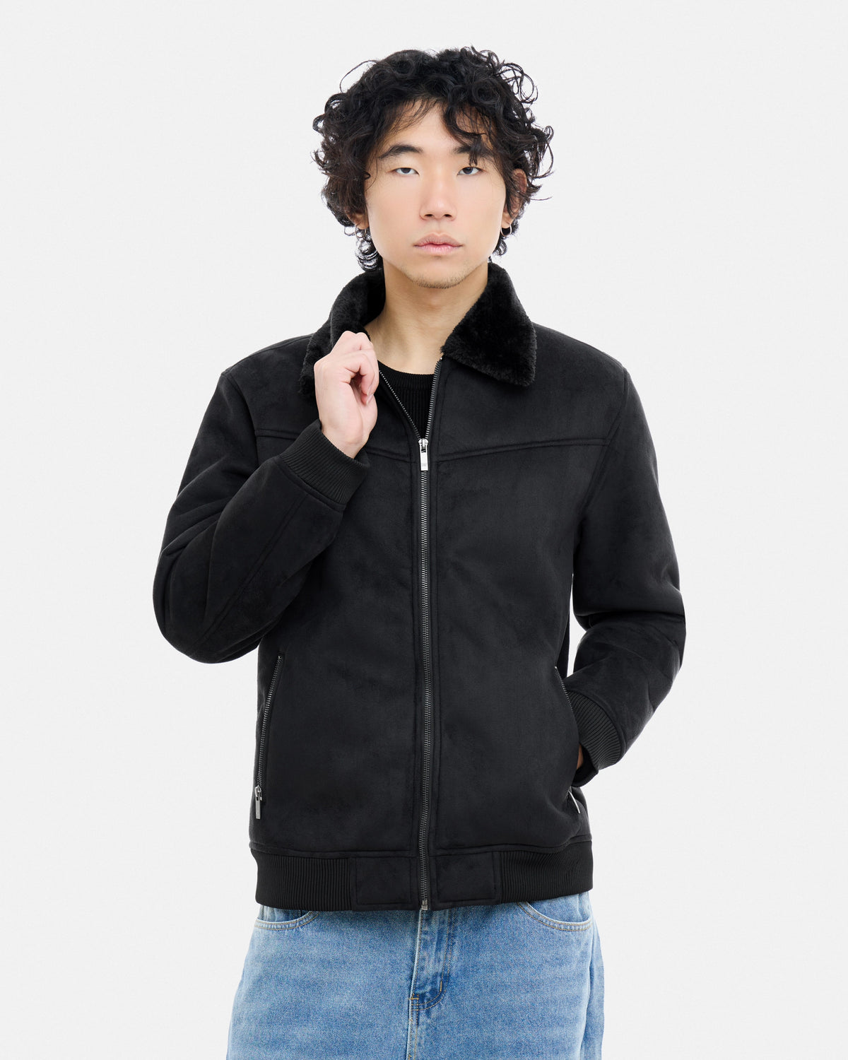 #XRJKM5101437 Suede Bomber Jacket-thumbmail-5