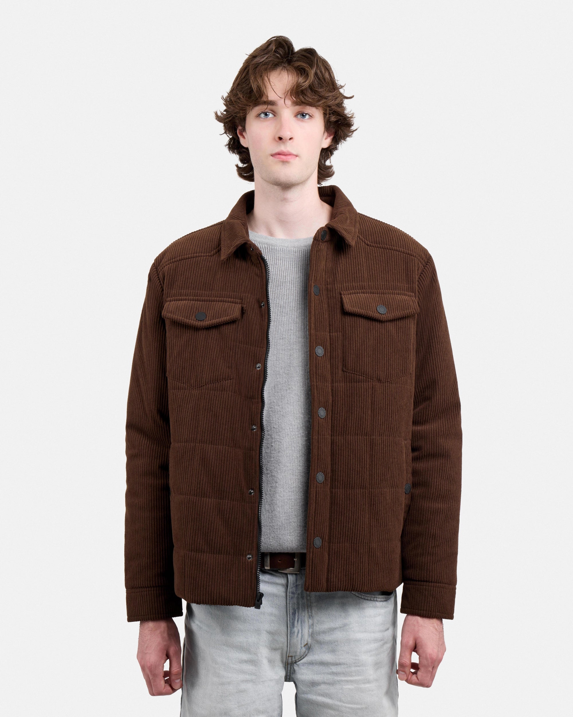 Men's Quilted Corduroy Shirt Jacket With Polyester Lining-thumbmail-10