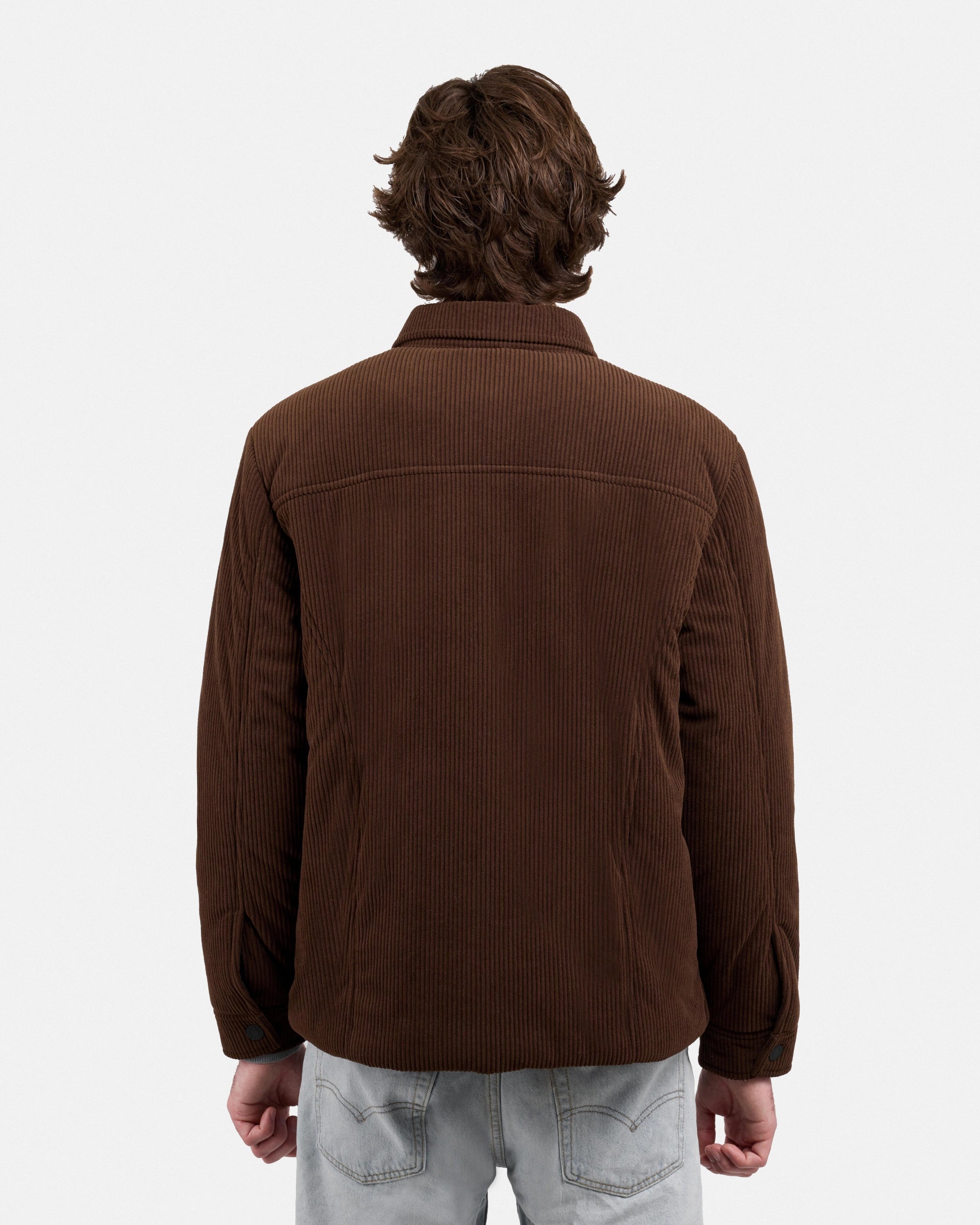 Men's Quilted Corduroy Shirt Jacket With Polyester Lining-thumbmail-11
