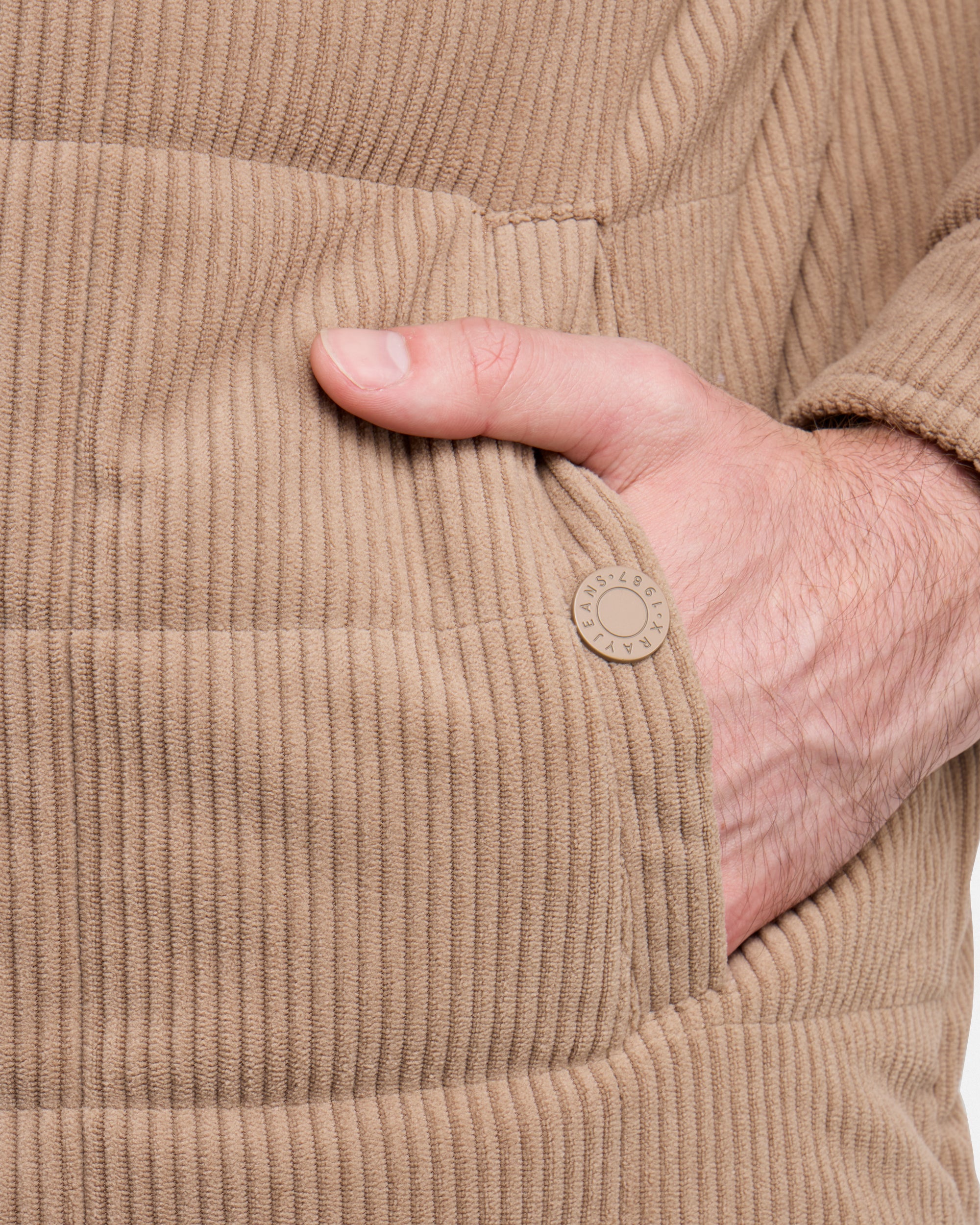 Men's Quilted Corduroy Shirt Jacket With Polyester Lining-thumbmail-27