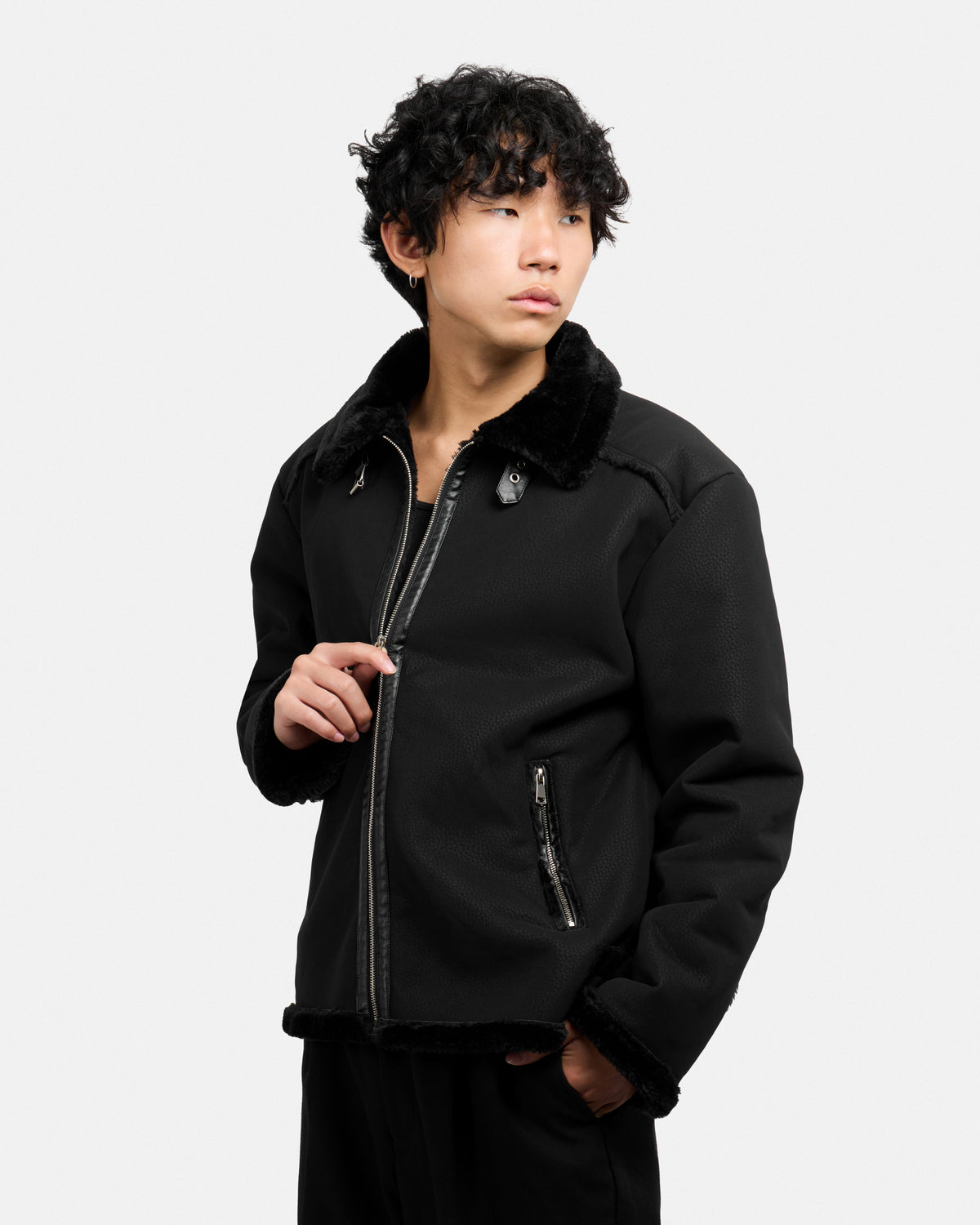 Men's Faux Shearling Aviator Jacket-thumbmail-3
