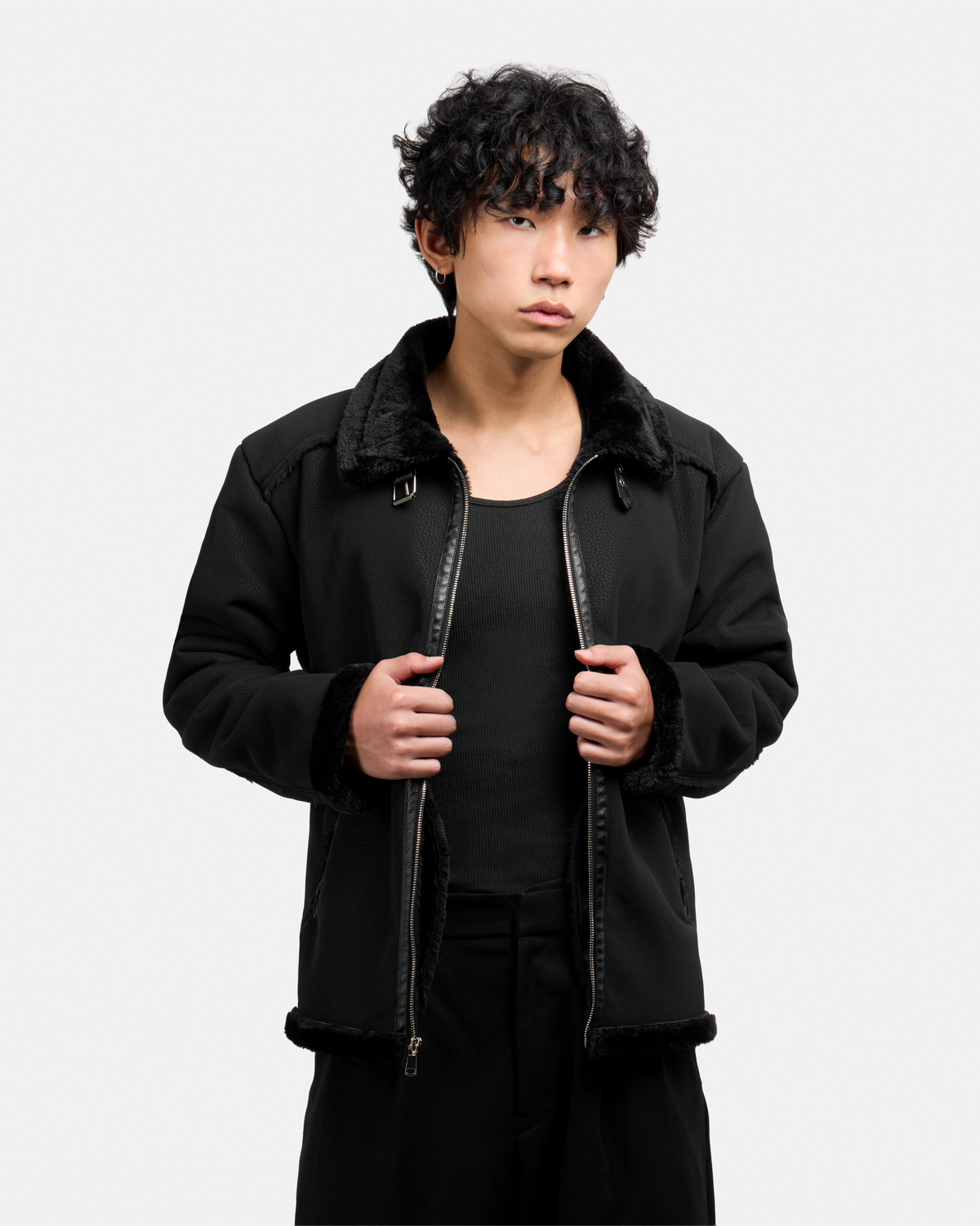 Men's Faux Shearling Aviator Jacket-thumbmail-4