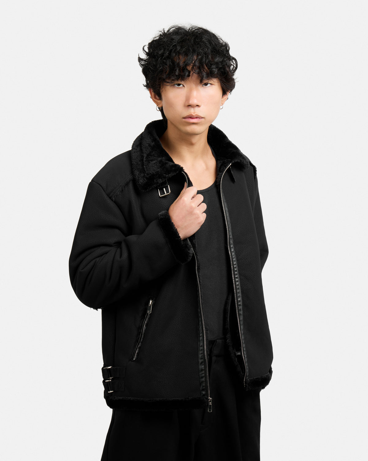 Men's Faux Shearling Aviator Jacket-thumbmail-5