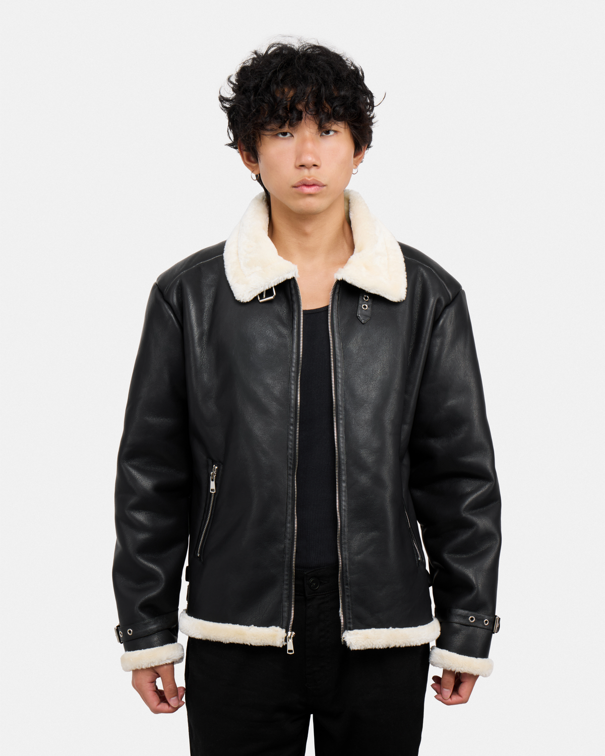 Men's Faux Shearling Aviator Jacket-thumbmail-1