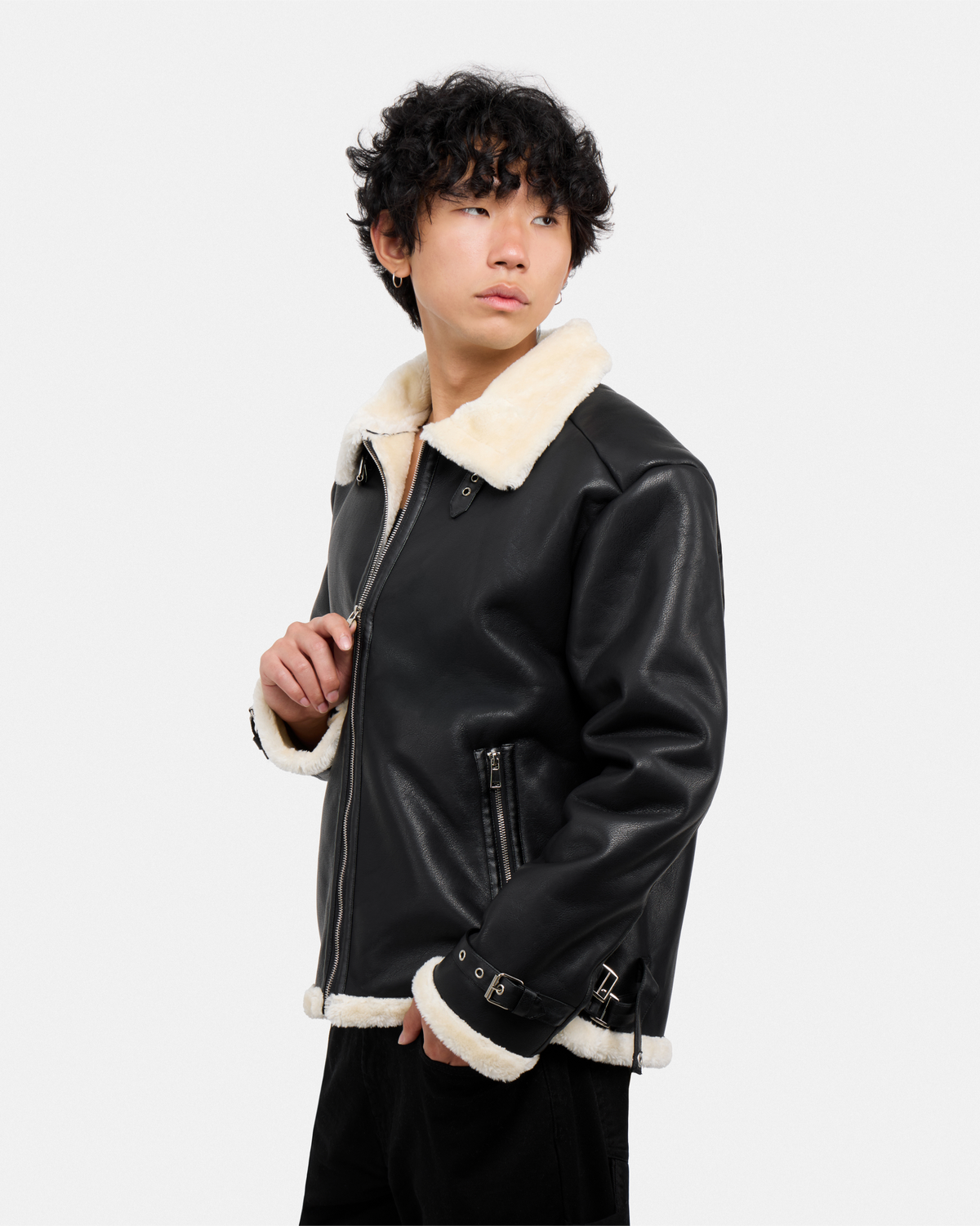 Men's Faux Shearling Aviator Jacket-thumbmail-3