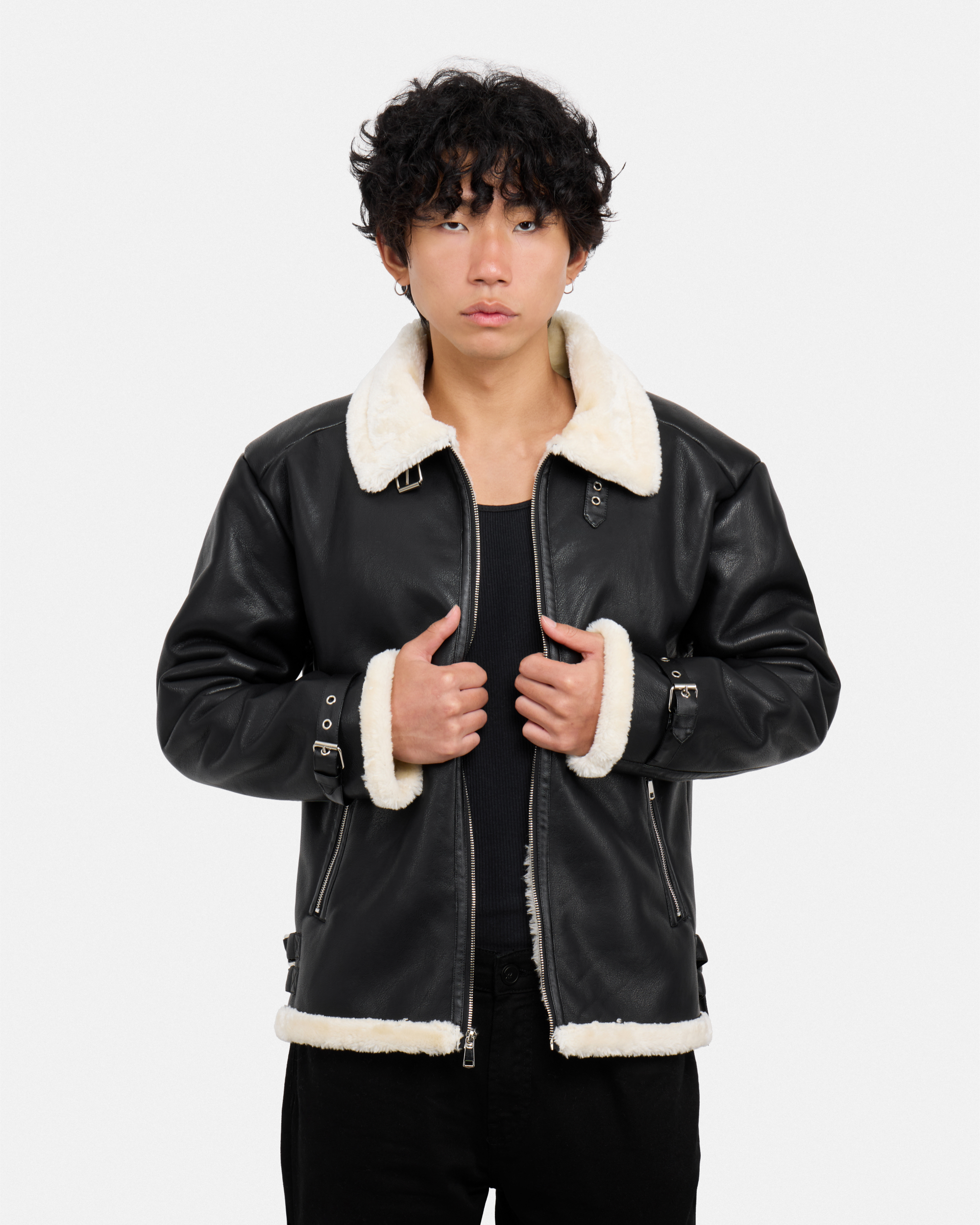 Men's Faux Shearling Aviator Jacket-thumbmail-4