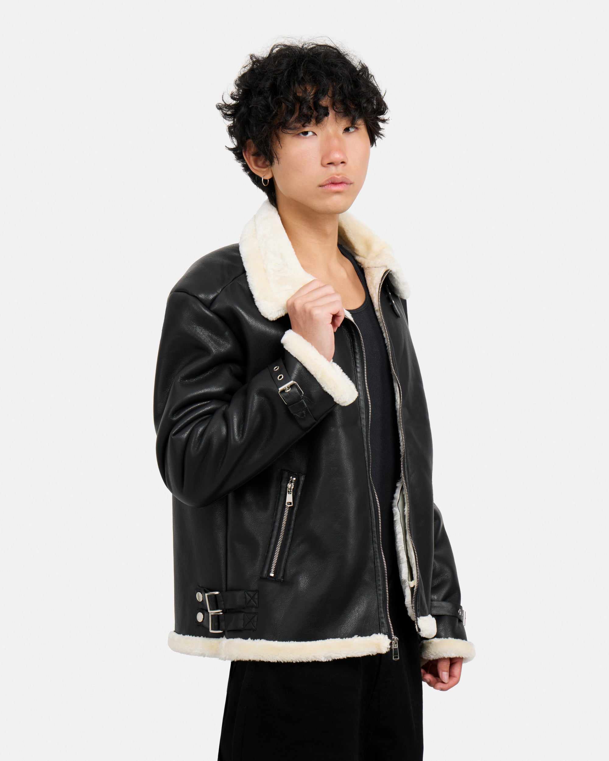 Men's Faux Shearling Aviator Jacket-thumbmail-5