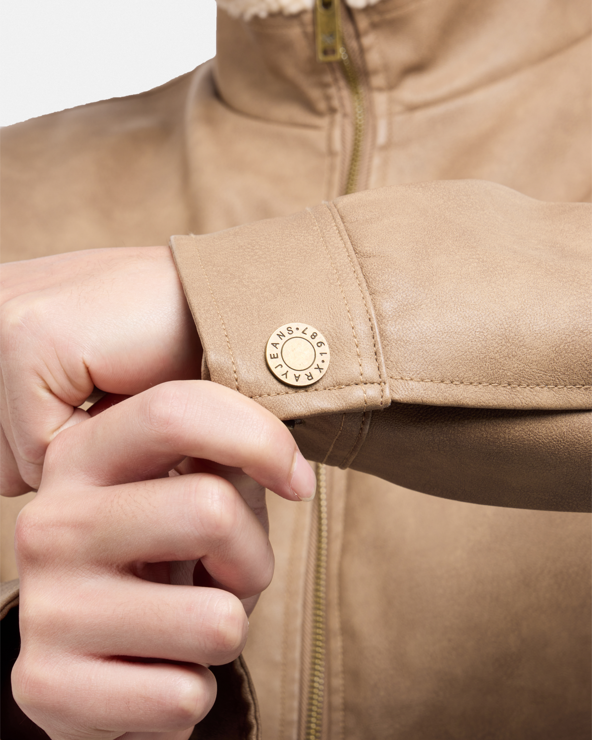 Men's PU Jacket With Faux Shearling Collar And Lining-thumbmail-7