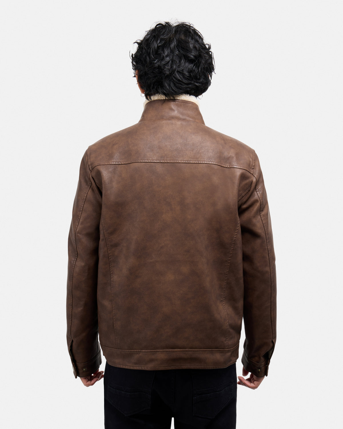 Men's PU Jacket With Faux Shearling Collar And Lining-thumbmail-10