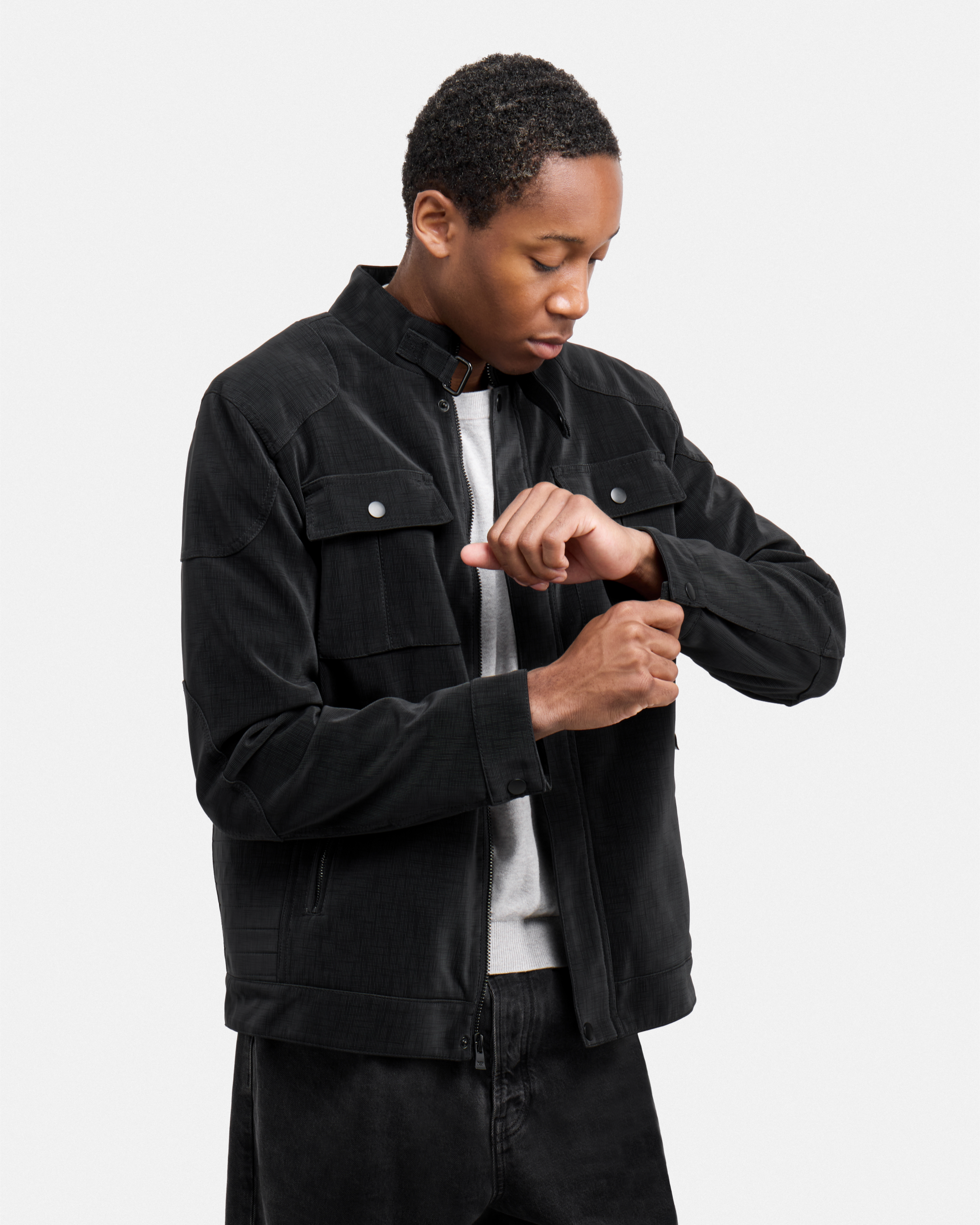 Men's Full-Zip PU Jacket With Faux Shearling Lining-thumbmail-3