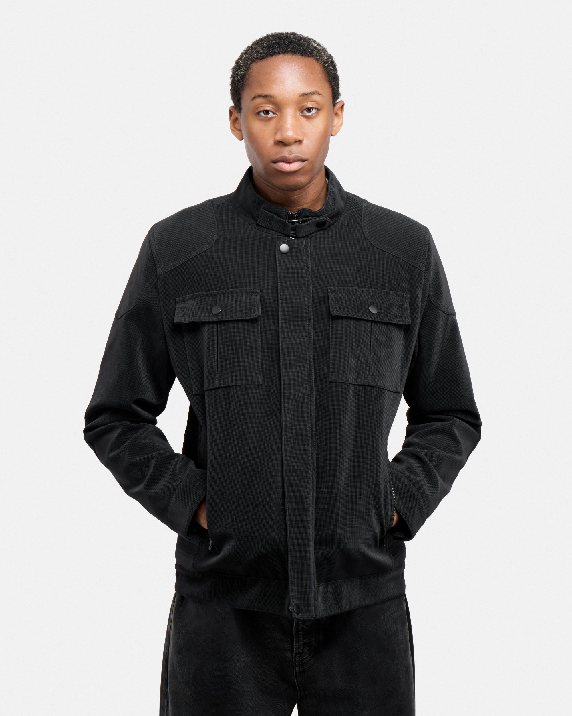 Men's Full-Zip PU Jacket With Faux Shearling Lining-thumbmail-5