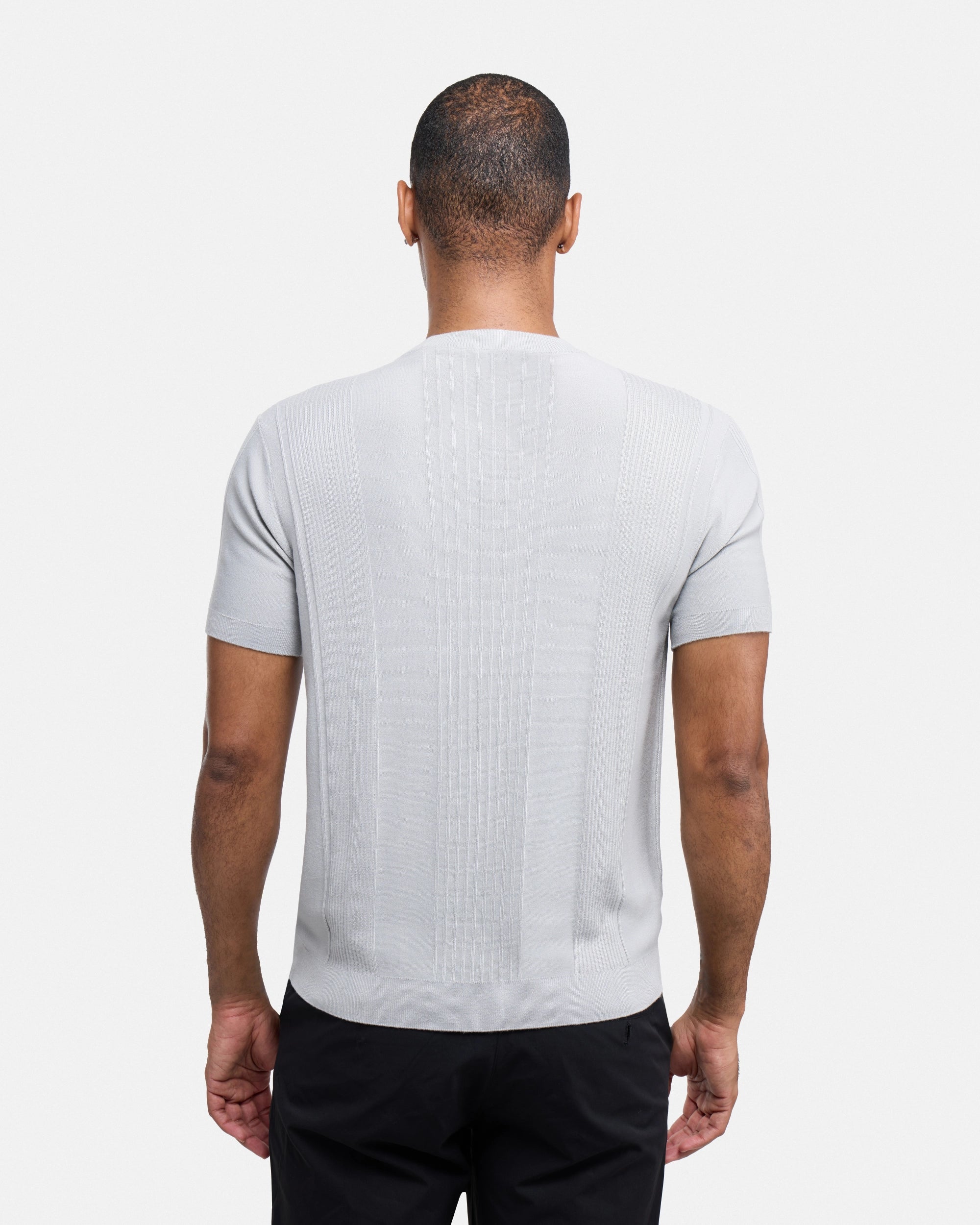 #XRSW3100611 Raised Stripes Short Sleeve Crew Sweater-thumbmail-10