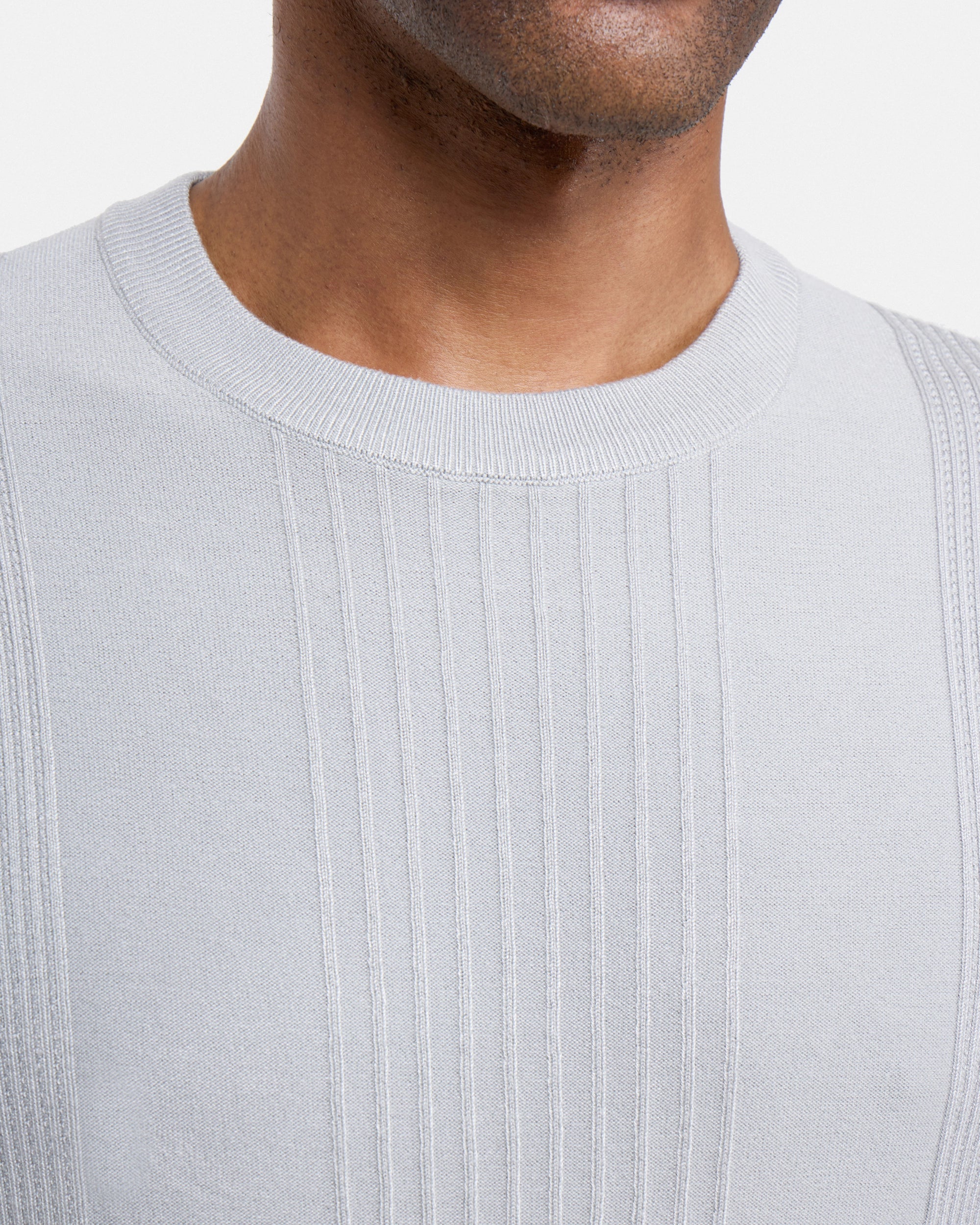 #XRSW3100611 Raised Stripes Short Sleeve Crew Sweater-thumbmail-14