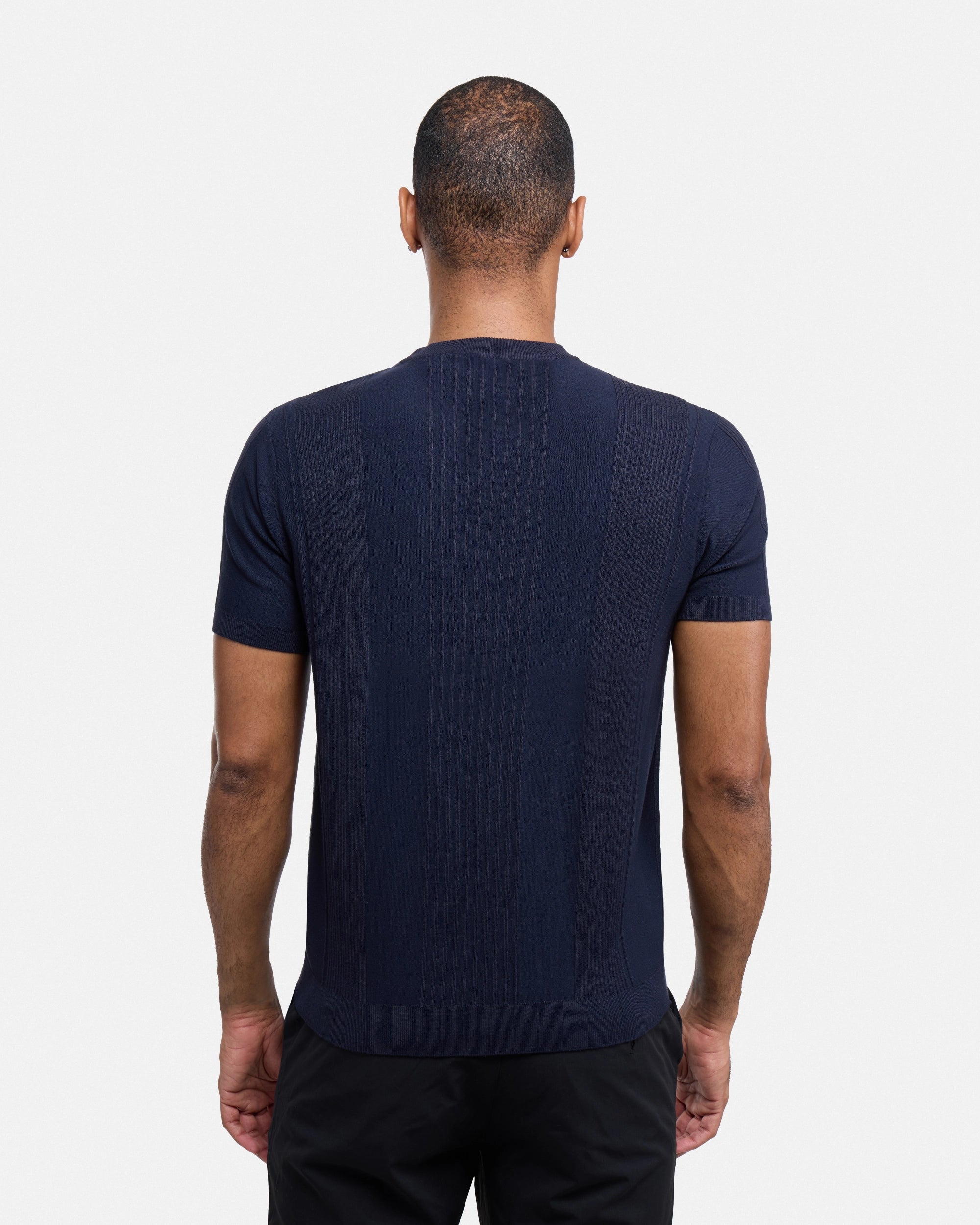 #XRSW3100611 Raised Stripes Short Sleeve Crew Sweater-thumbmail-18