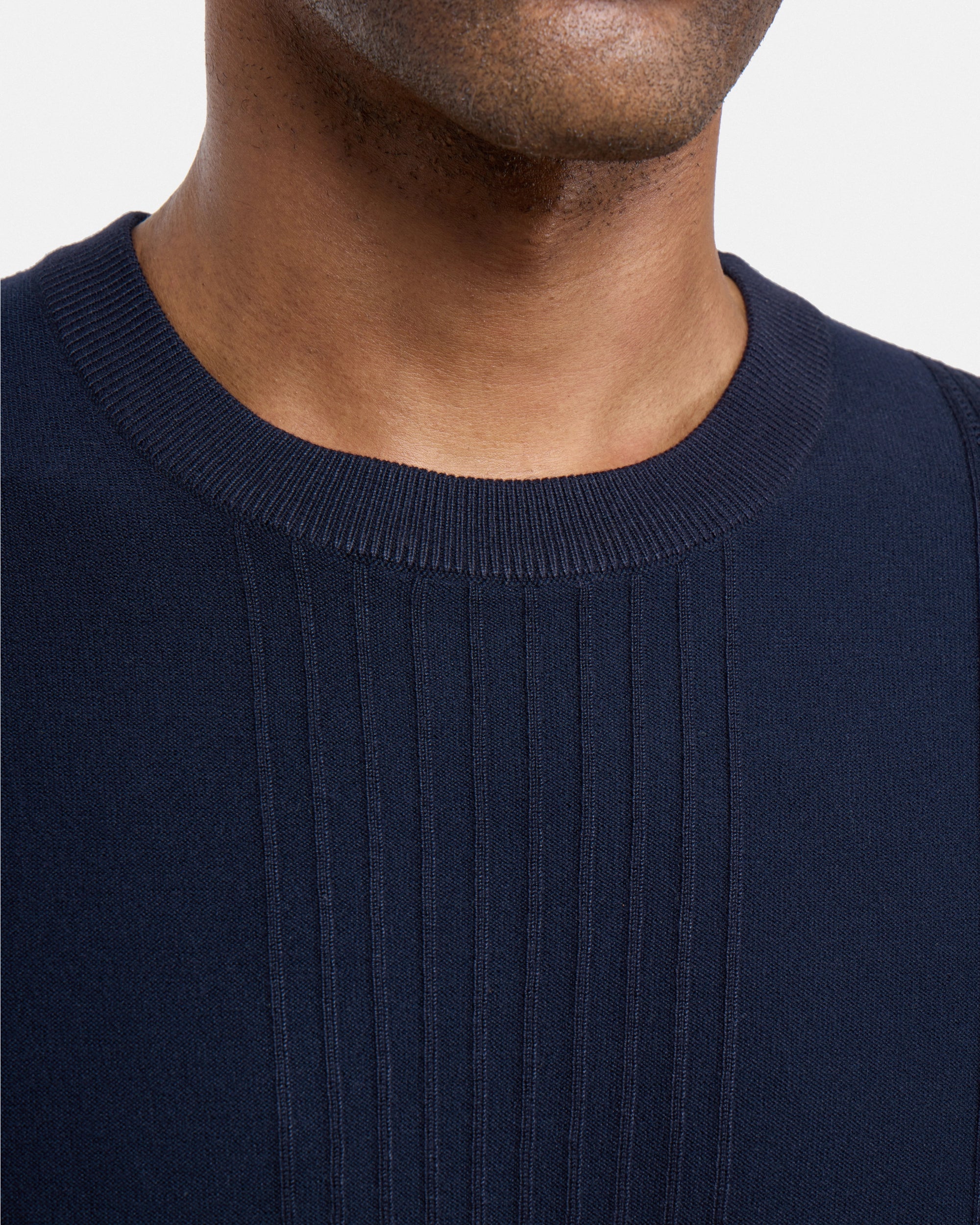 #XRSW3100611 Raised Stripes Short Sleeve Crew Sweater-thumbmail-22
