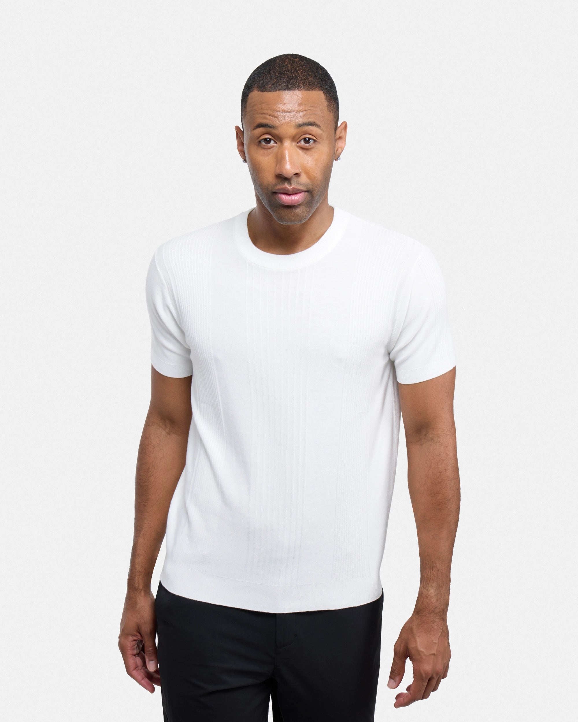 #XRSW3100611 Raised Stripes Short Sleeve Crew Sweater-thumbmail-28