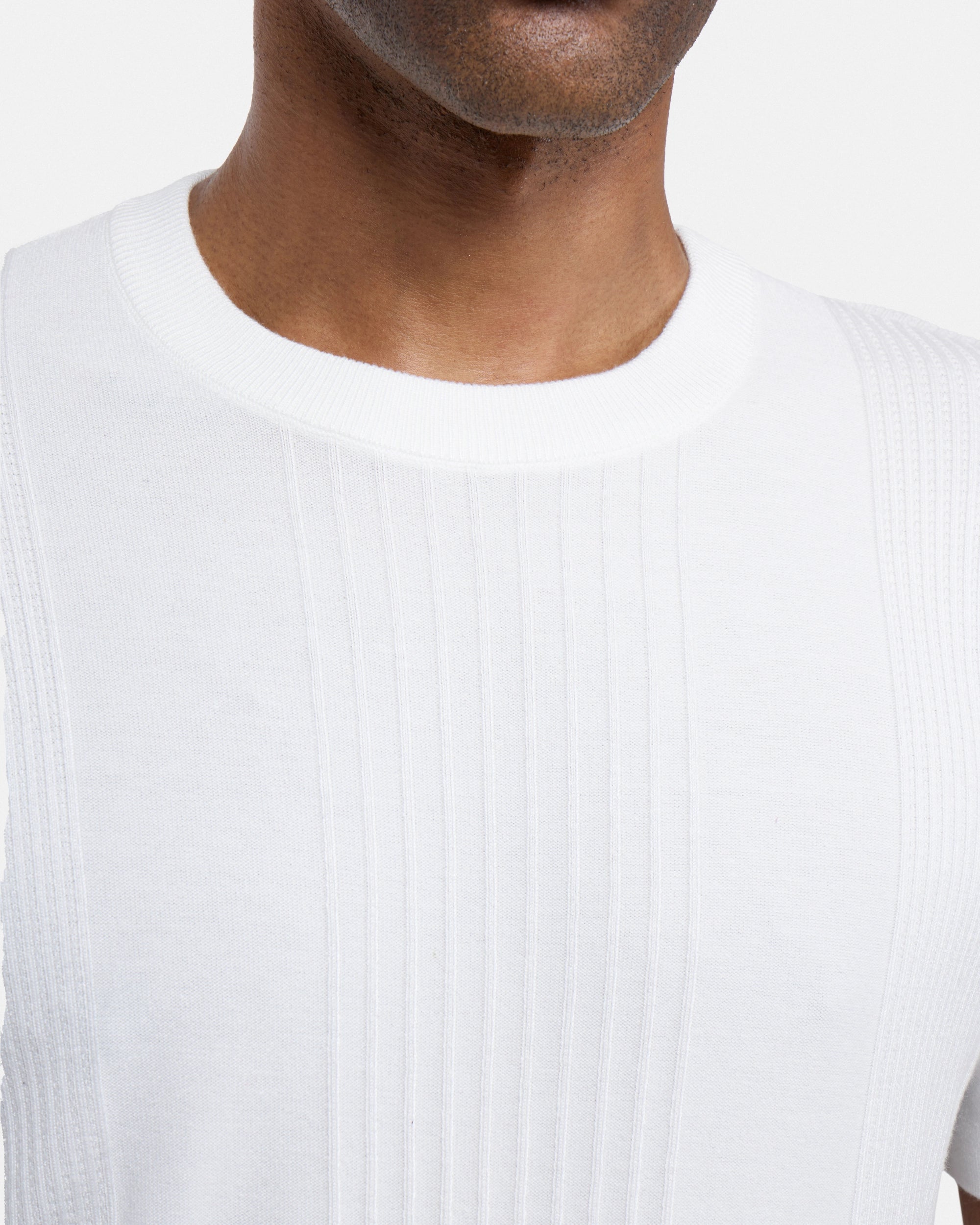 #XRSW3100611 Raised Stripes Short Sleeve Crew Sweater-thumbmail-30