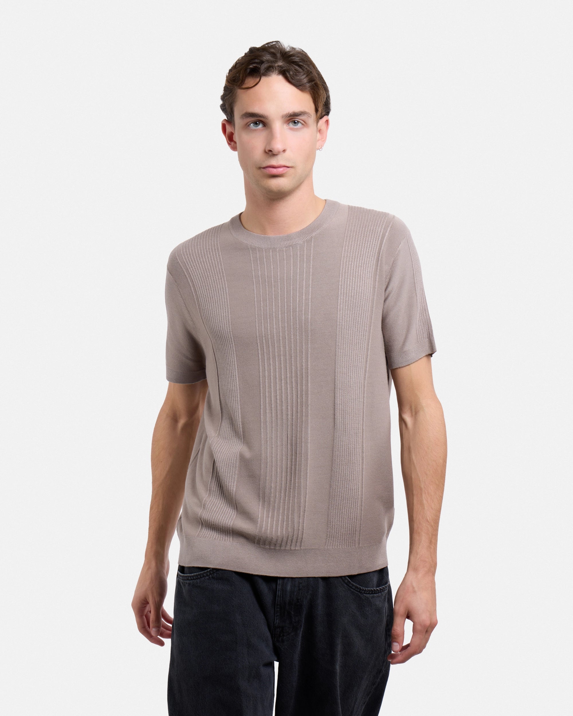 #XRSW3100611 Raised Stripes Short Sleeve Crew Sweater-thumbmail-36