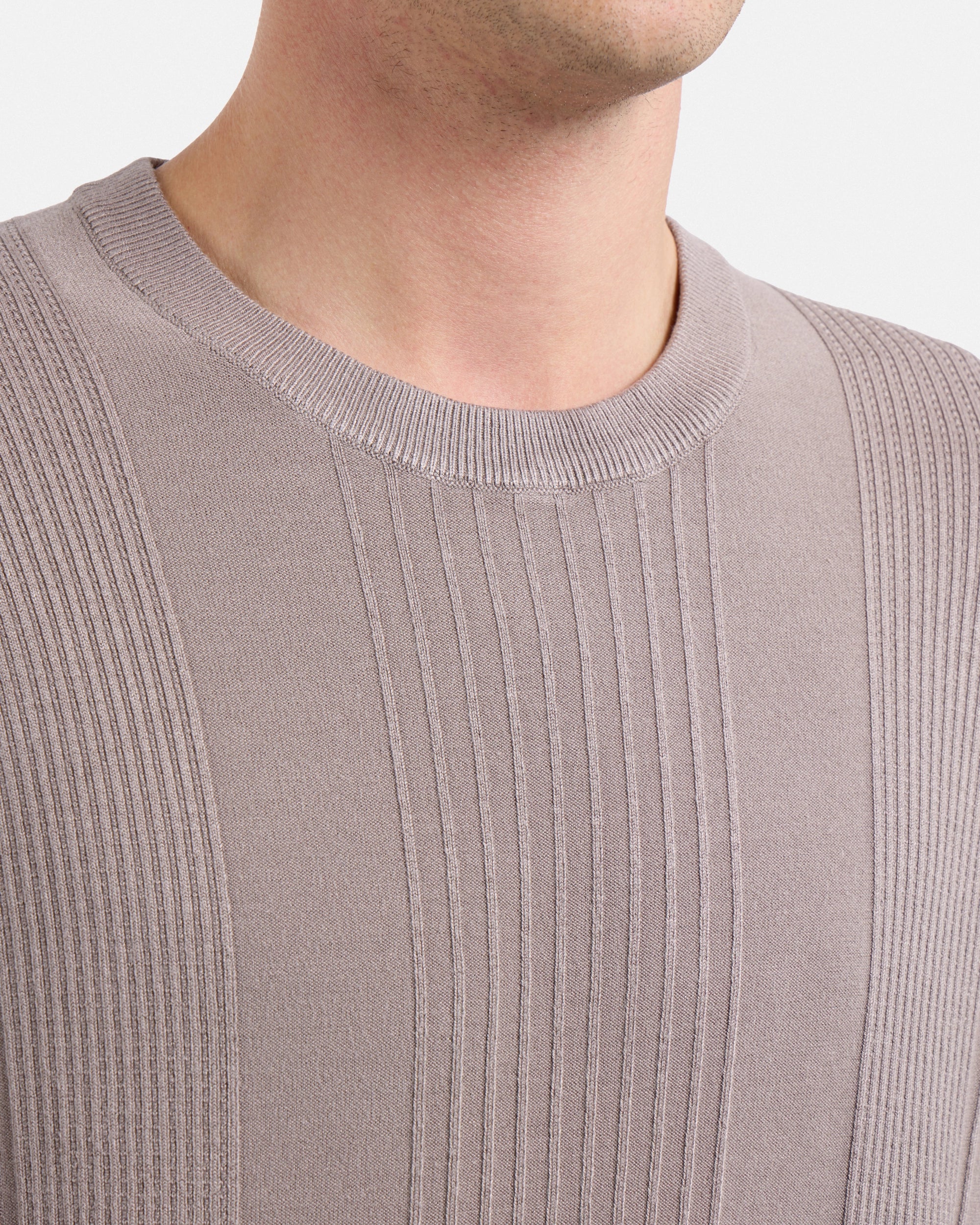#XRSW3100611 Raised Stripes Short Sleeve Crew Sweater-thumbmail-38